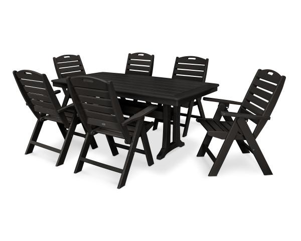 Polywood 7-Piece Nautical Outdoor Dining Set - Waterproof & Durable Patio Furniture for Poolside, Beach House, or Backyard Entertaining