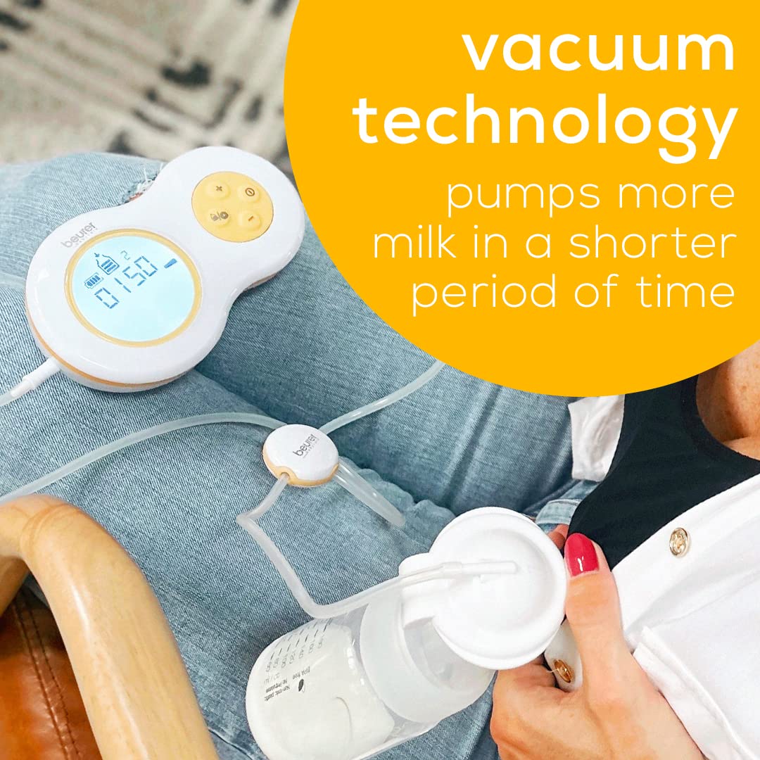 Beurer BY70 Electric Dual Breast Pump - Double Comfortable Pumping, Portable Strong Suction with Travel Tote Bag - Ideal for Busy Moms at Home, Work or Travel