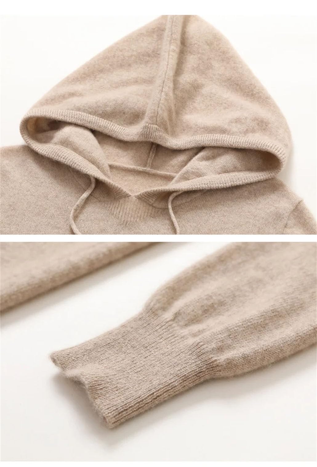 Women's Soft Cashmere Sweater - Long Sleeve Knitted Hooded Pullover, Loose Fit Winter Tops for Casual Wear & Office Outfits