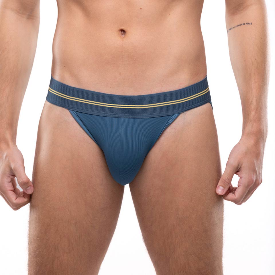 High-Performance Ribbed Sport Briefs for Men - Breathable & Comfortable Blue Underwear - Ideal for Gym, Running & Active Lifestyle