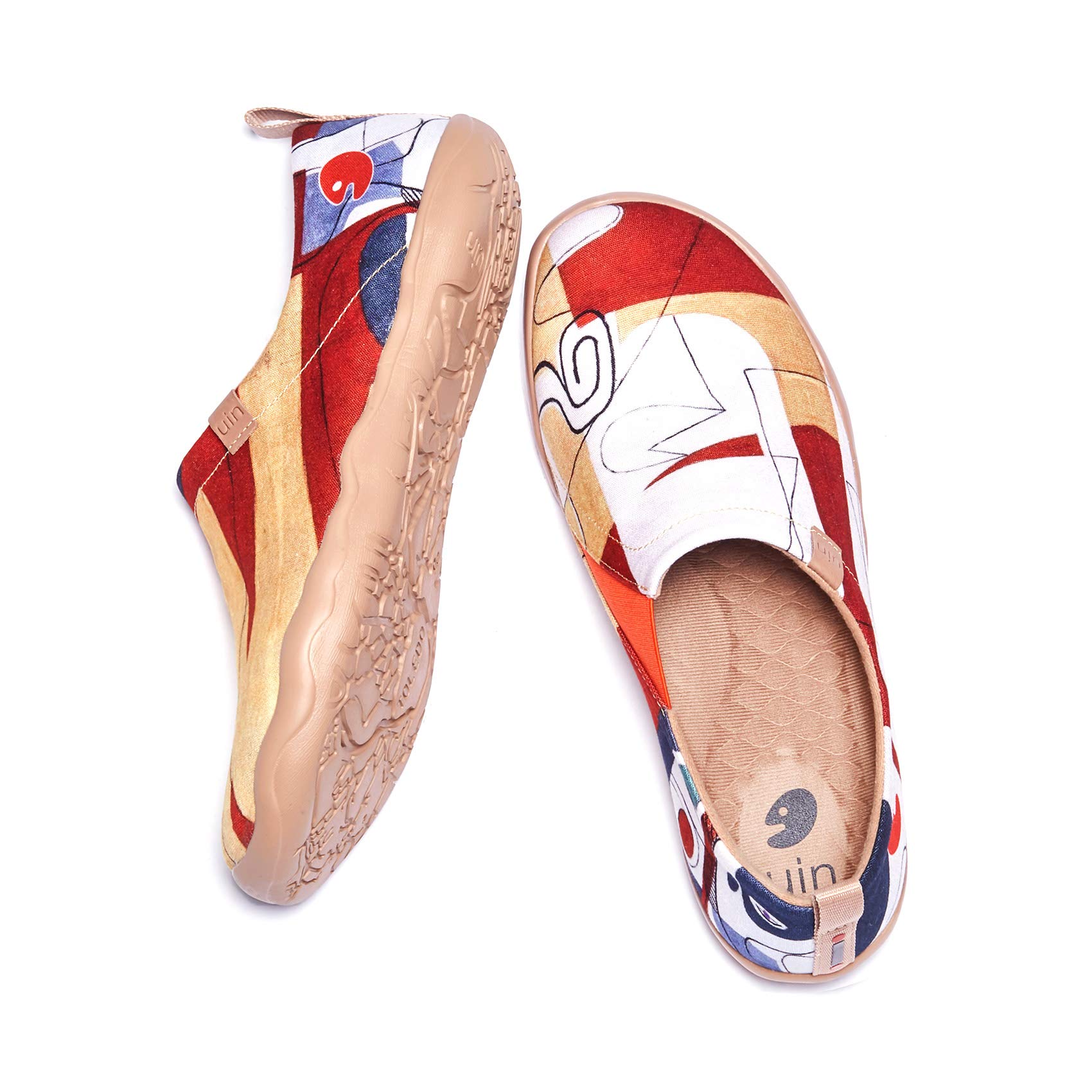 UIN Men's Slip-On Canvas Loafers - Lightweight Walking & Travel Shoes - Comfortable Casual Sneakers with Artistic Paint Design - Size 9.5 - Perfect for Daily Wear, Travel & Fashion Outfits