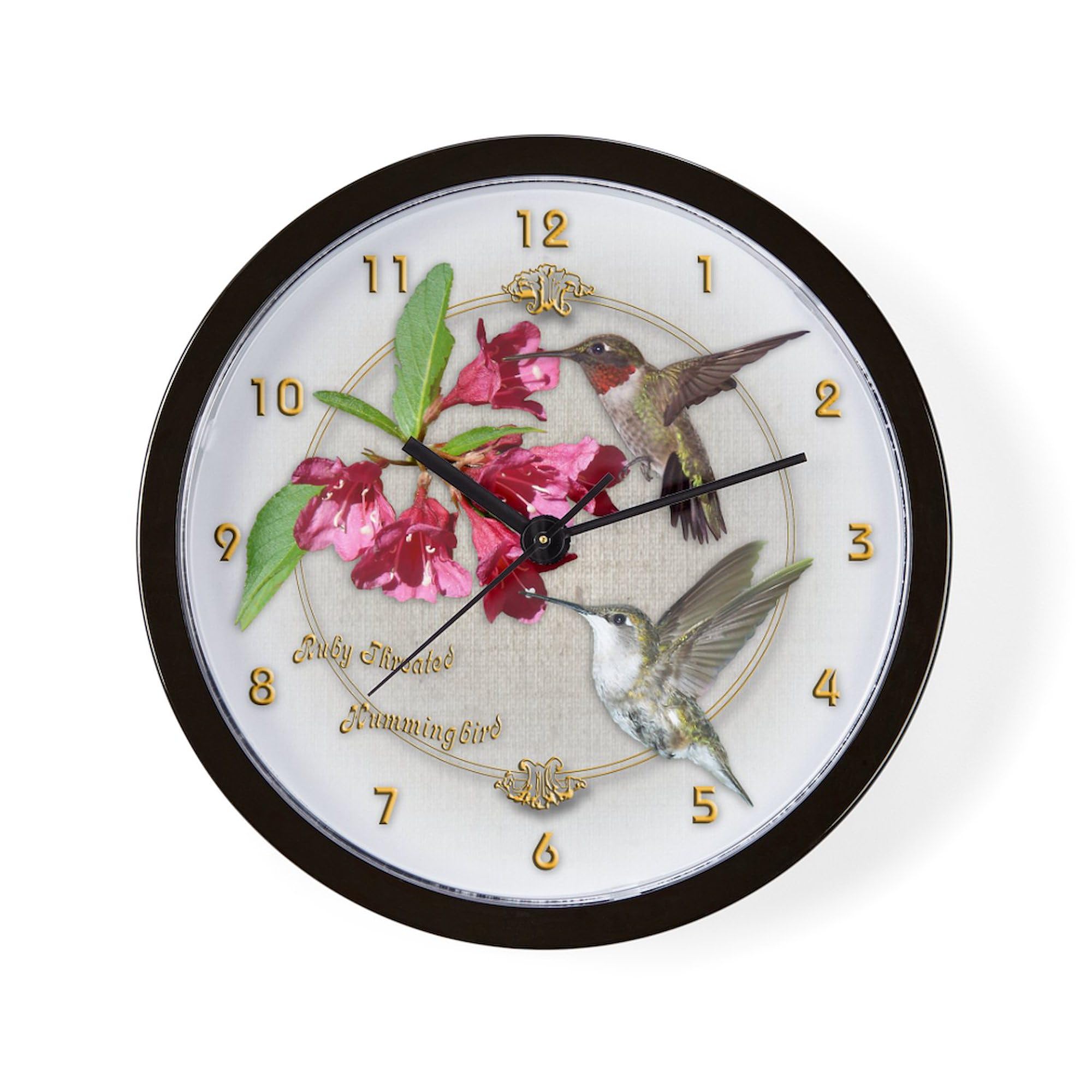 Hummingbird Pair 10-Inch Wall Clock - Decorative Home & Office Wall Clock for Living Room, Kitchen, Bedroom or Workspace - Perfect Gift for Nature Lovers & Bird Enthusiasts