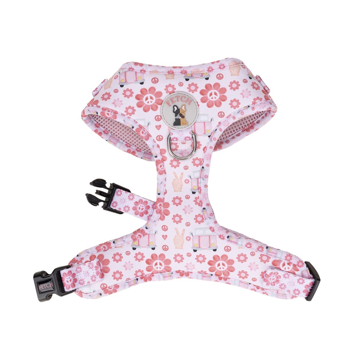 BellaLottie Adjustable Dog Harness for Small to Medium Dogs - Reflective & Breathable Pink Pet Harness for Walking, Hiking & Outdoor Adventures - Size M