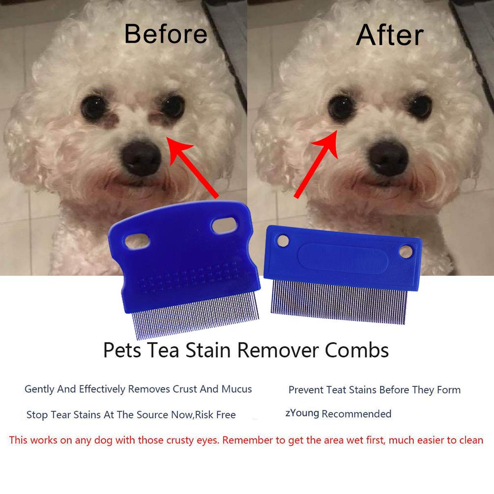 Young Dog Tear Stain Remover Comb - Gently Clean Mucus & Eye Stains for Pet Grooming at Home