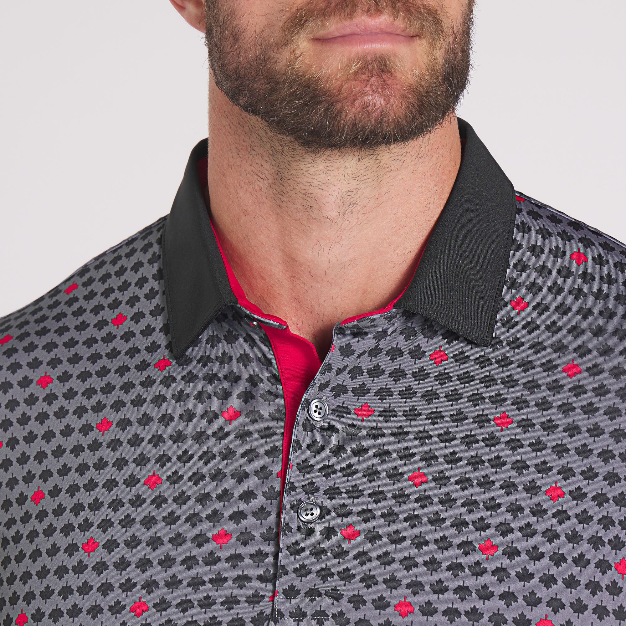 Premium Canada Maple AOP Golf Polo Shirt for Men - Breathable & Moisture-Wicking Performance Wear - Perfect for Golf Tournaments, Country Clubs & Casual Summer Outings