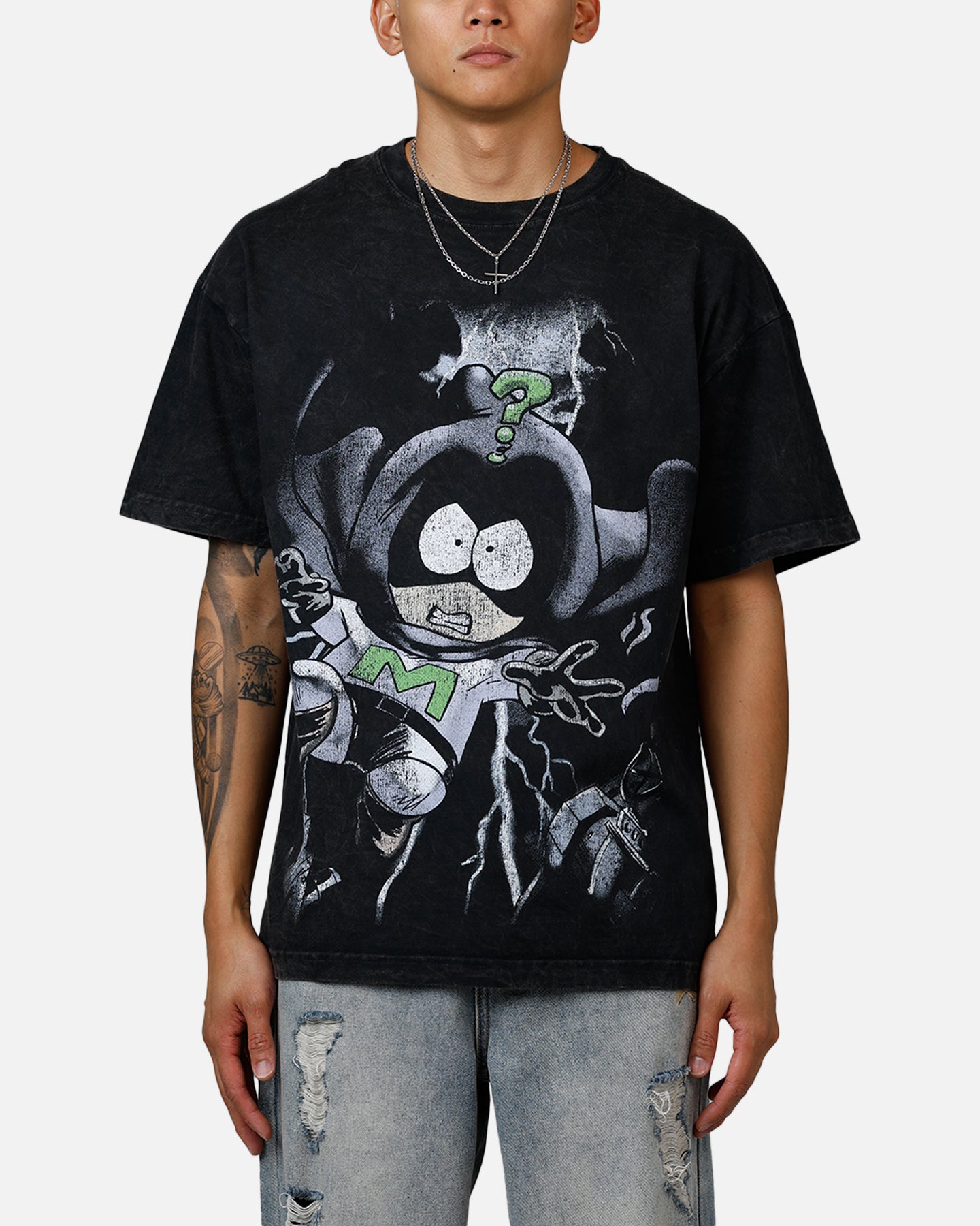 73 Studio X Cartoon Network South Park Mysterion Heavyweight Black Acid Wash T-Shirt | Official Licensed Graphic Tee for Men & Women | Perfect for Cosplay, Comic Con & Streetwear Fashion