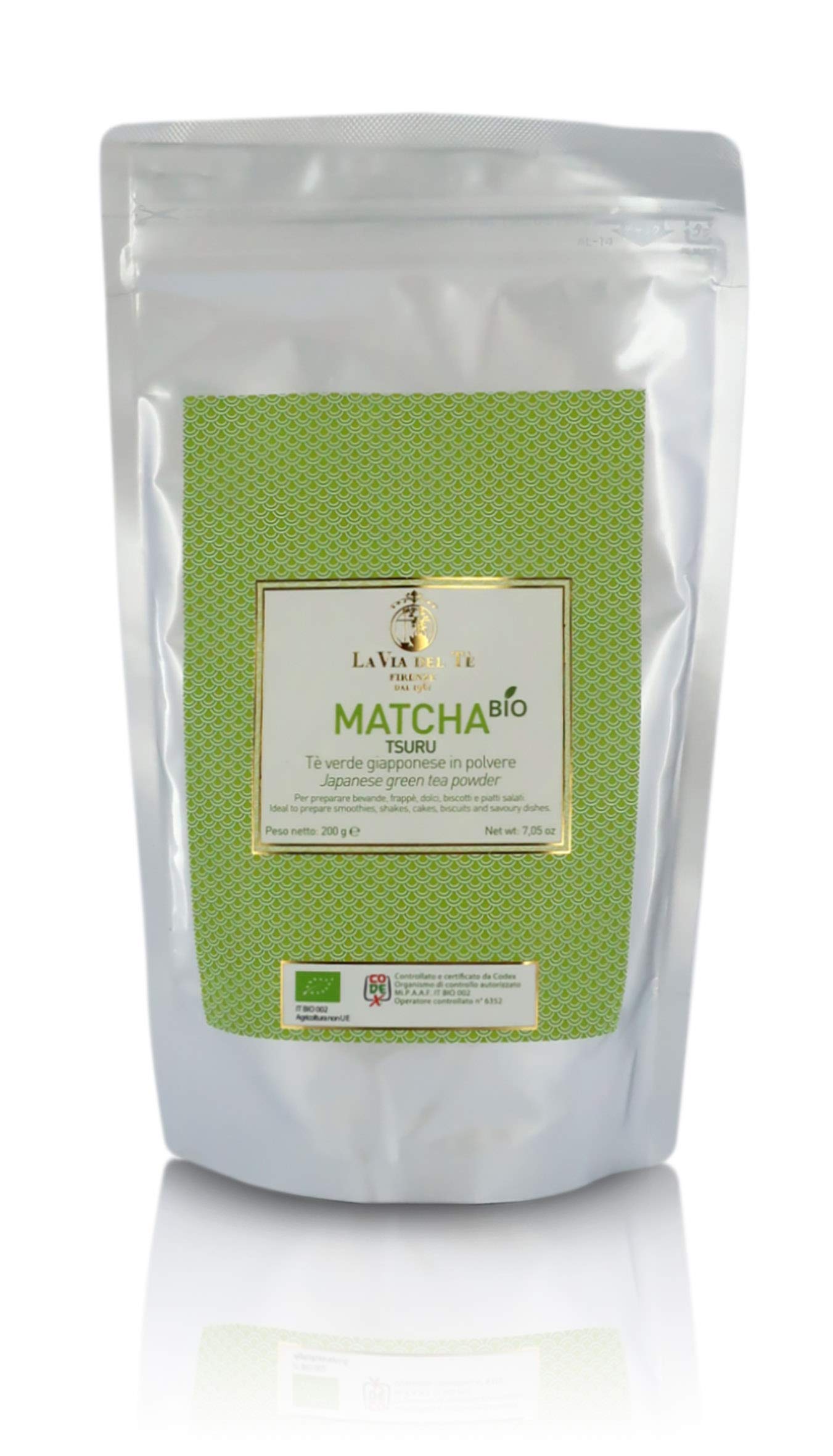 Premium Japanese Matcha Green Tea Powder - Ceremonial Grade, 200g/7.05oz Pouch - Authentic Uji Matcha for Tea Ceremonies, Lattes & Baking | La Via del Te Matcha Tsuru