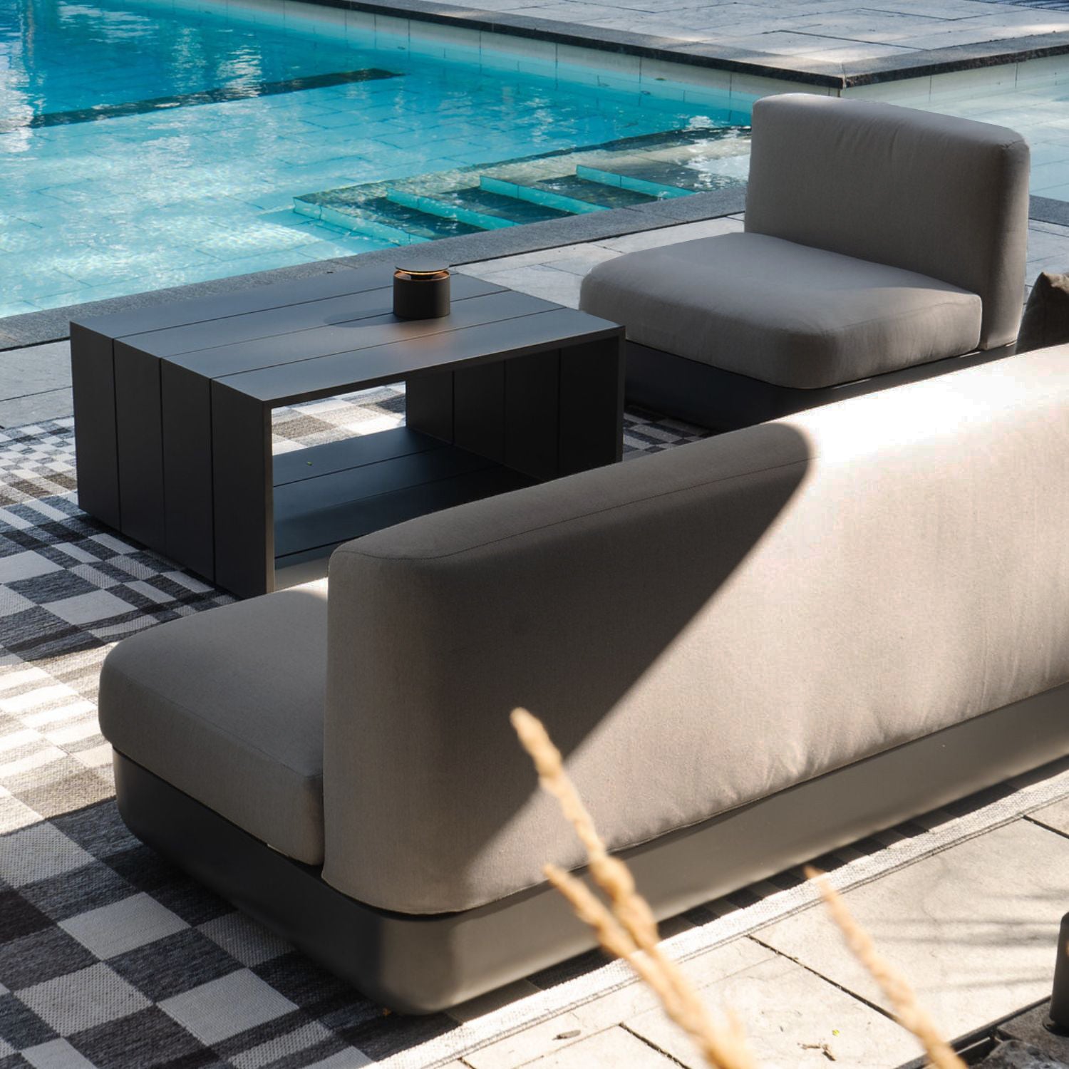 Cloud Charcoal Outdoor Armless Lounge Chair - Waterproof Patio Furniture for Poolside, Beach & Garden Relaxation | Modern Comfort for Backyard & Deck