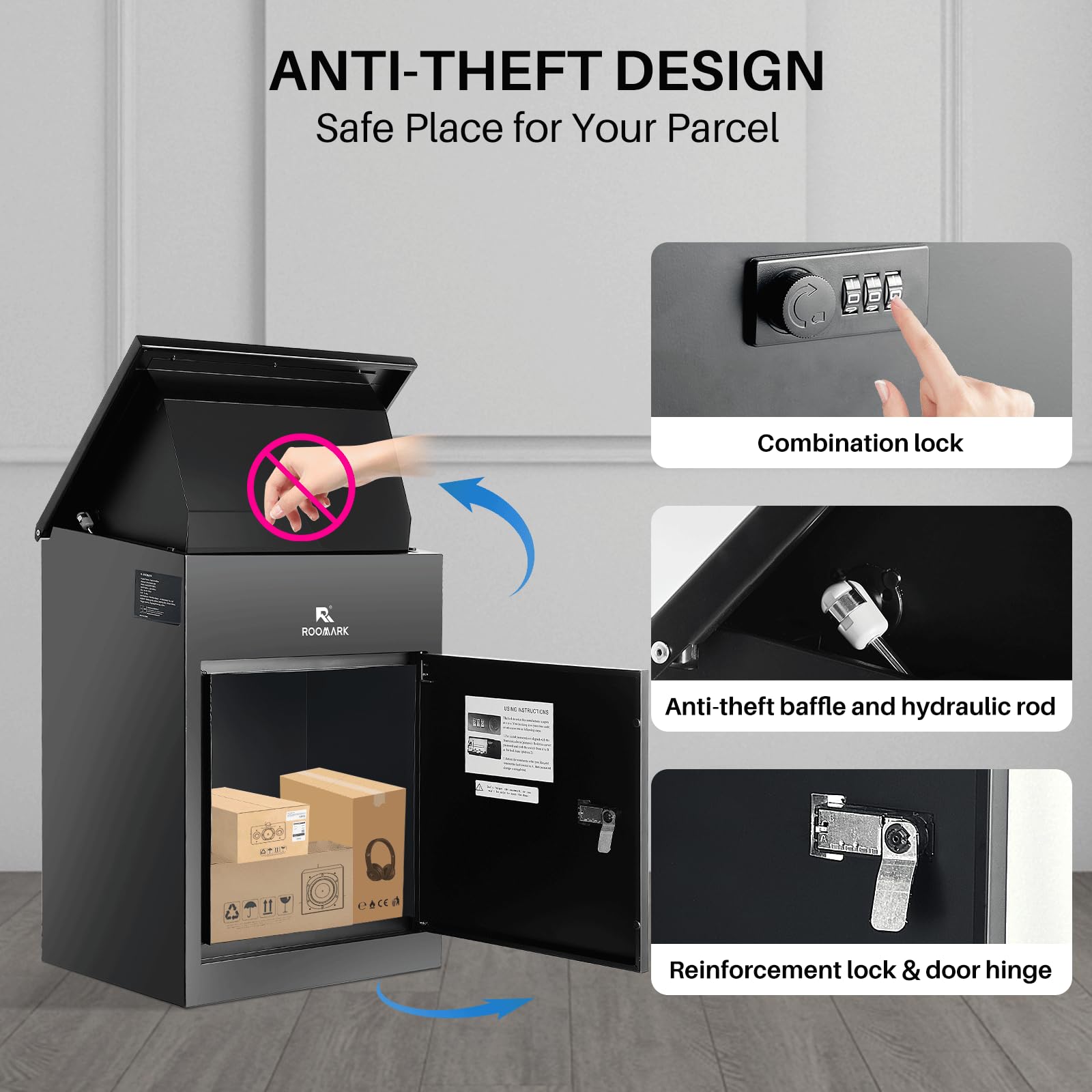 Galvanized Steel Package Delivery Box - 0.8mm Anti-Theft Lockable Parcel Storage for Outdoor Use | Large Capacity Modern Mailbox with Wall Mount & Floor Standing Options | Secure Mail & Parcel Drop Box for Homes, Apartments & Offices