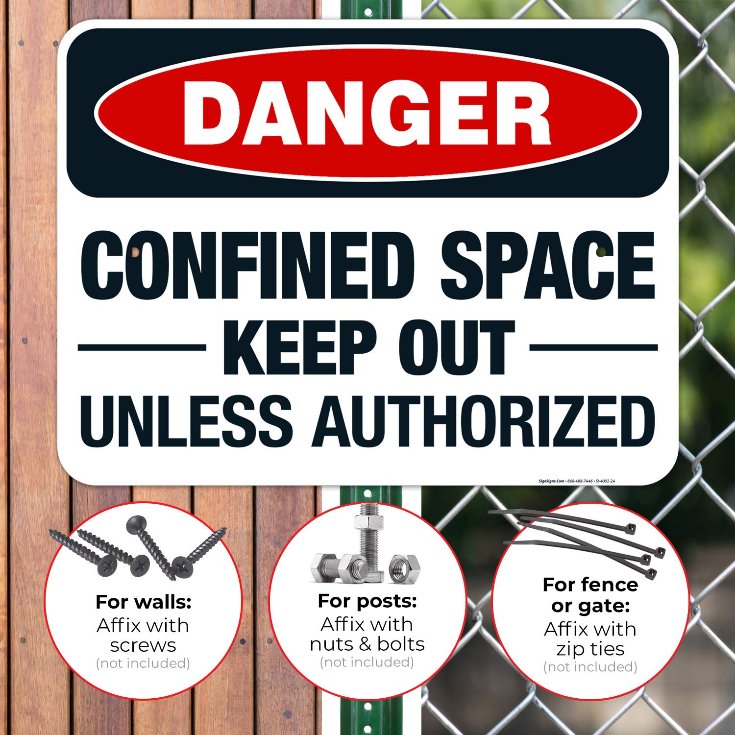 Danger Confined Space Keep Out Unless Authorized Sign - OSHA Compliant 18x24 Inch Rust-Free Aluminum Safety Sign | Fade Resistant for Indoor & Outdoor Use | Made in USA | Perfect for Construction Sites, Warehouses & Industrial Areas