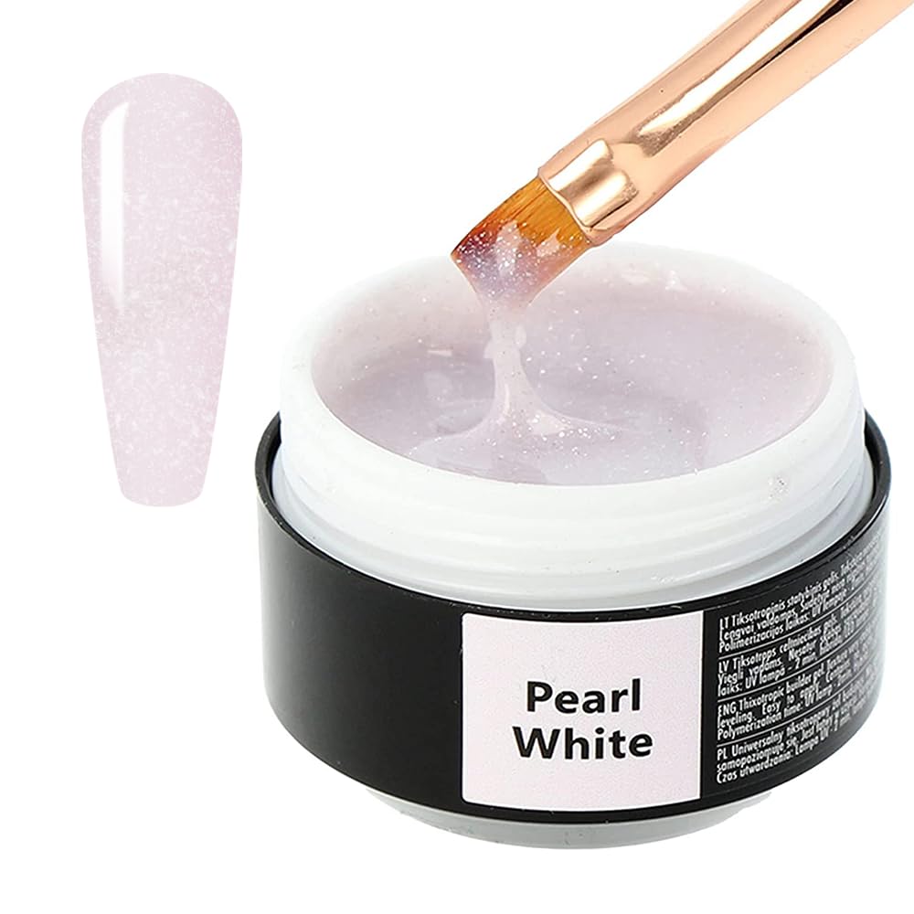 Sincero Salon Pearl White Builder Gel for Nail Extensions - 15ml UV LED Hard Gel for Weak Nails Repair & Strengthening - Professional Nail Builder Gel with Forms - Perfect for Salon, Home Manicure & Nail Art Designs