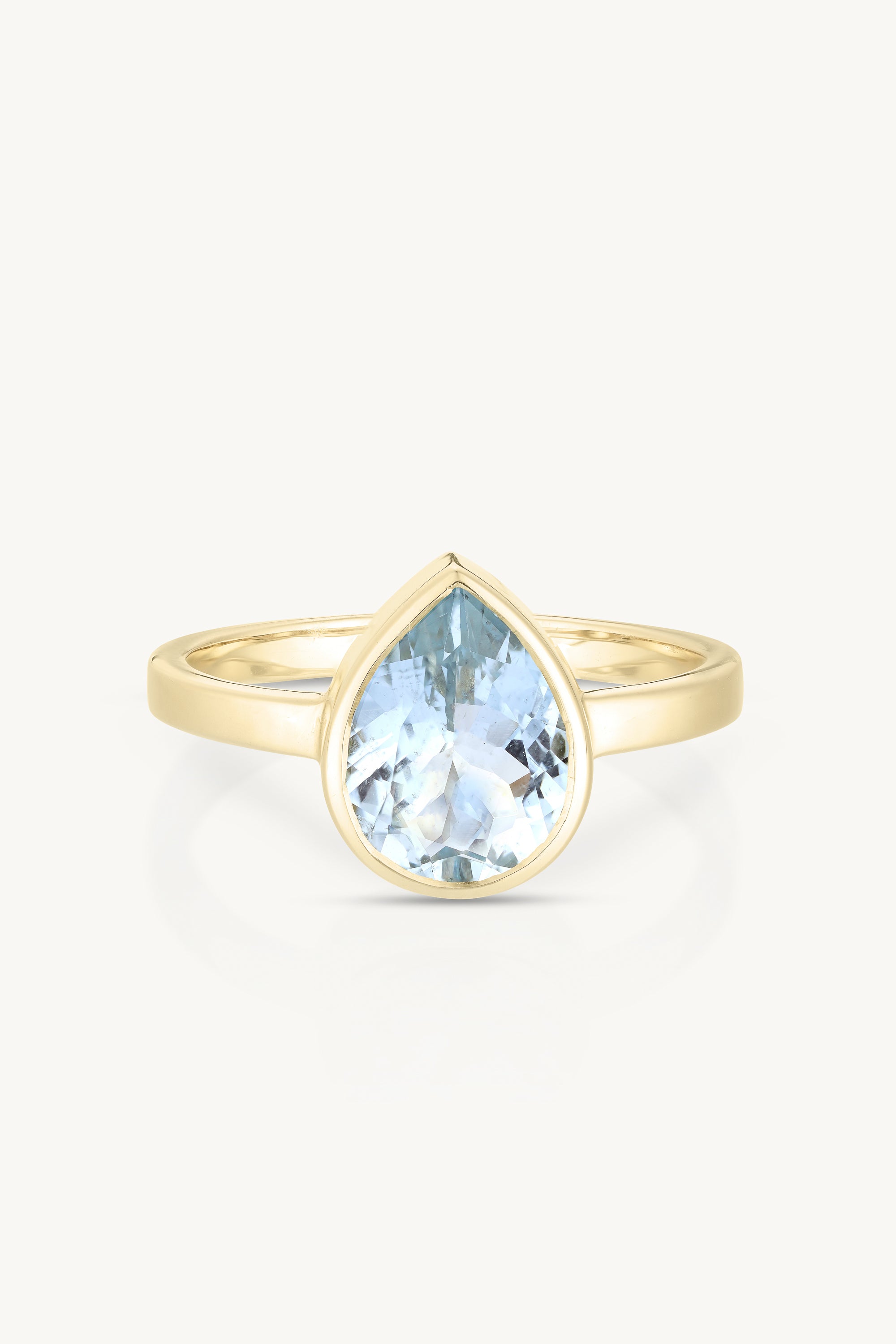 9K Yellow Gold Aquamarine Tear Drop Ring for Women - Elegant March Birthstone Jewelry Gift for Her - Perfect for Weddings, Anniversaries & Special Occasions