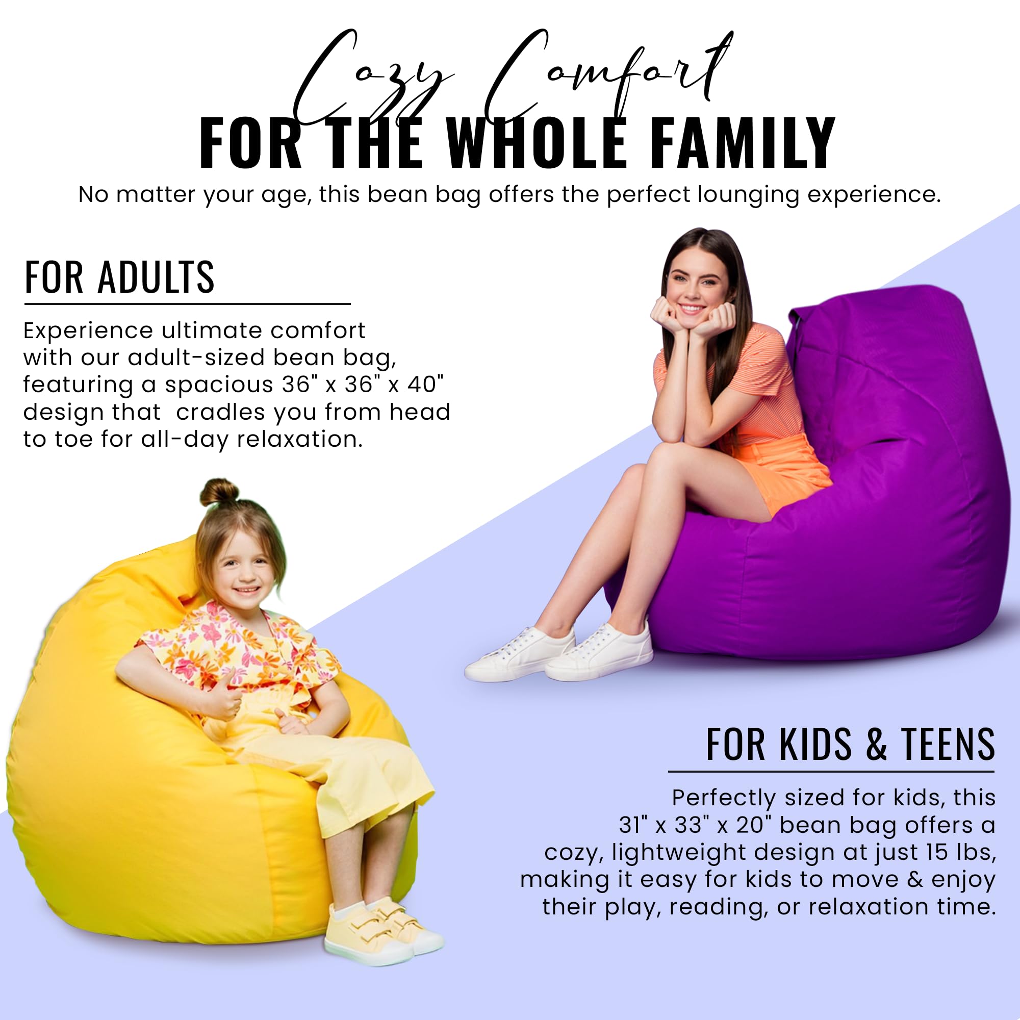 36x36x40 Vinyl Marine Boat Bean Bag Chair Cover - Waterproof & Washable Outdoor Bean Bag Cover for Adults - Retro Style Weatherproof Lazy Sofa Replacement - Comfortable Large Bean Bag Without Filling (Ivory) - Perfect for Boats, Patios, Dorms & Game Rooms