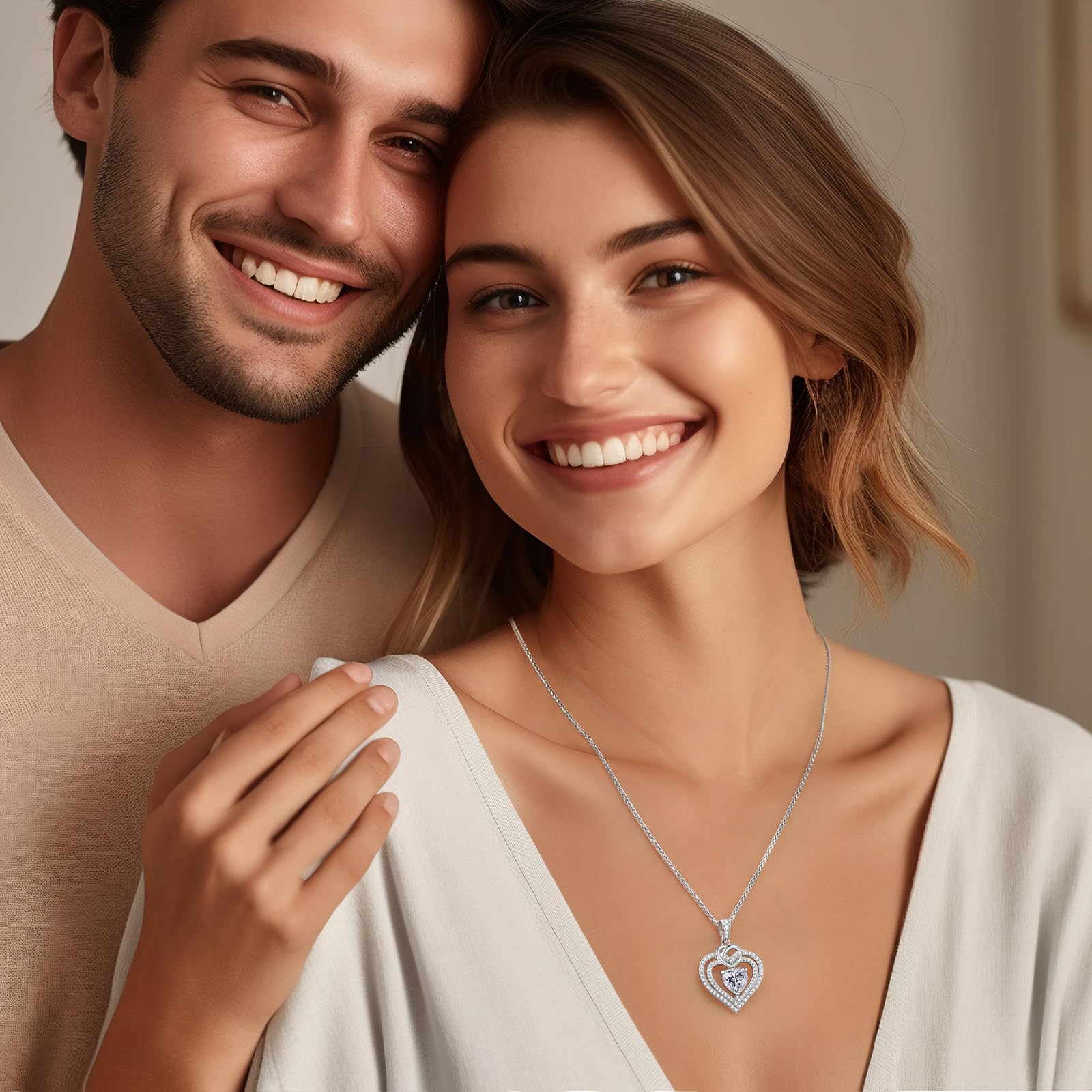 Sparkling Love Heart Moissanite Necklace for Women - D Color VVS Moissanite Diamond in 925 Sterling Silver - Perfect Birthday, Anniversary & Christmas Gift for Wife, Mom, Girlfriend - Elegant Jewelry for Date Night, Wedding & Special Occasions