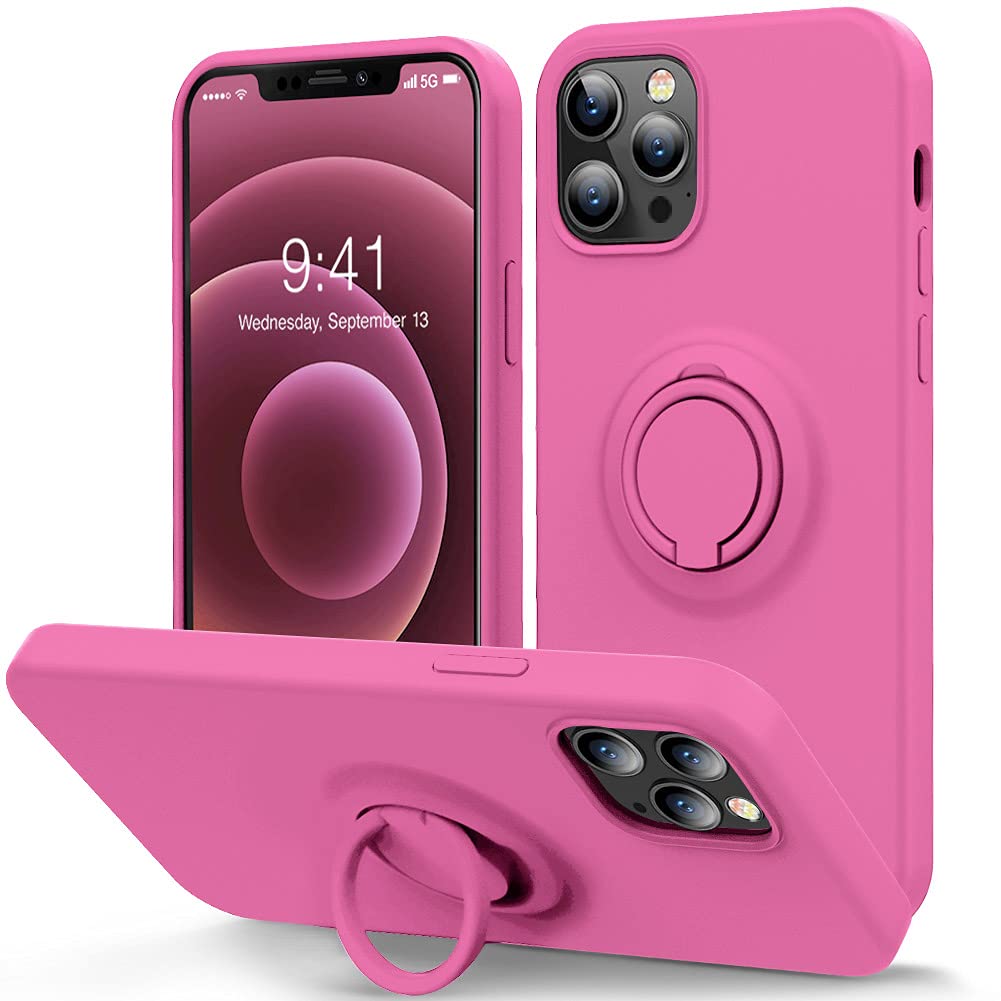 MOCCA iPhone 12 Pro Max Case 6.7 inch with Ring Kickstand & Shockproof Protection | Soft Microfiber Lining | Anti-Scratch Full Body Cover | Compatible with iPhone 12 Pro Max - Pitaya Color | Perfect for Work, Travel & Everyday Use
