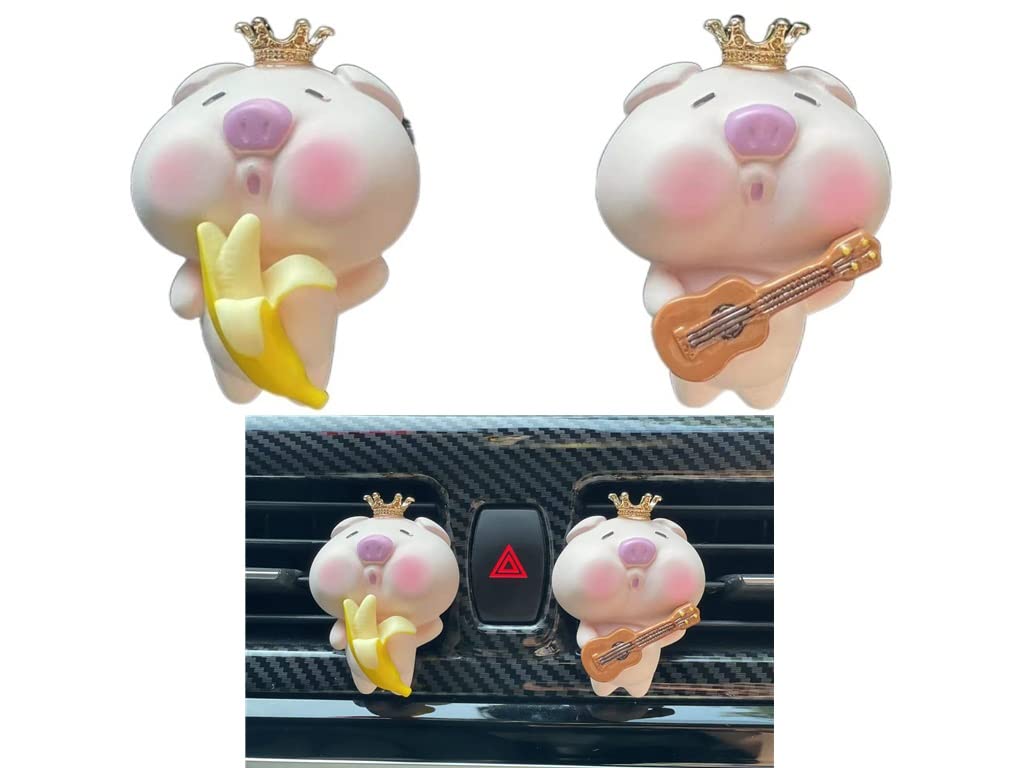 TMEEIHNSS Cute Pig Car Clip Decor - Lucky Pig Air Freshener Vent Clips (2Pcs) for Men & Women - Car Interior Accessories for Dashboard & AC Vent Decoration - Perfect for Gifts & Vehicle Styling