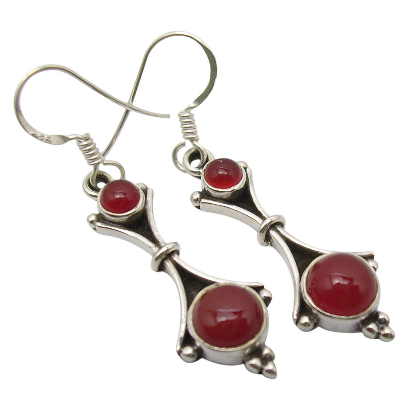 925 Sterling Silver Cabochon Carnelian Earrings for Women - 1.8 Inch Dangle Earrings (4.2g) | Engagement Jewelry, Christmas Gift Ideas | Perfect for Weddings, Parties & Special Occasions
