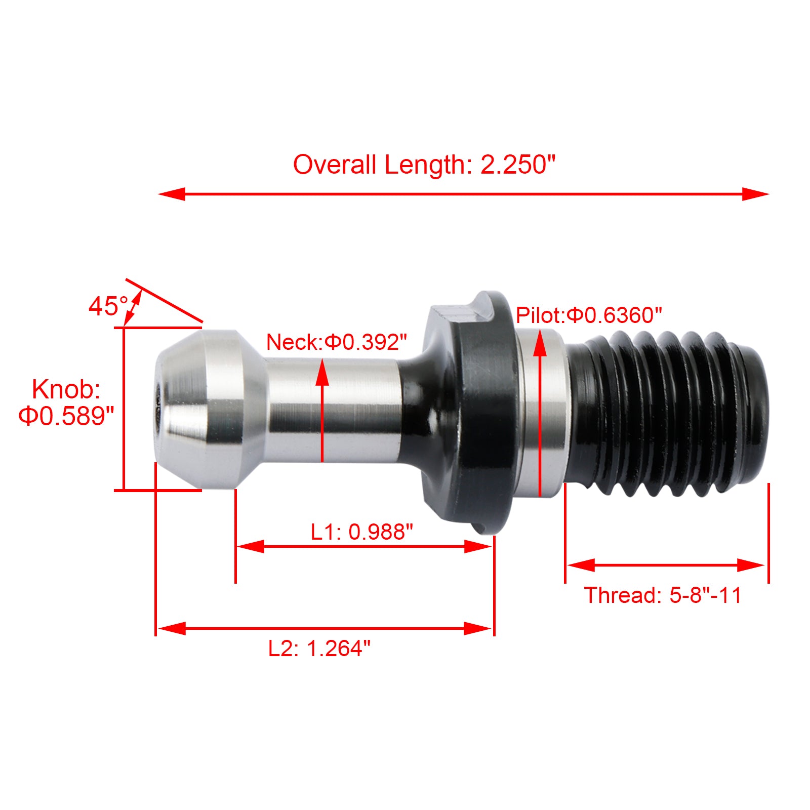 10Pcs CAT40 45° Pull Stud Retention Knob - Compatible with Haas & Other CAT40 CNC Machines - High Precision CNC Tool Holder Accessories - Perfect for Milling, Drilling & Lathe Operations