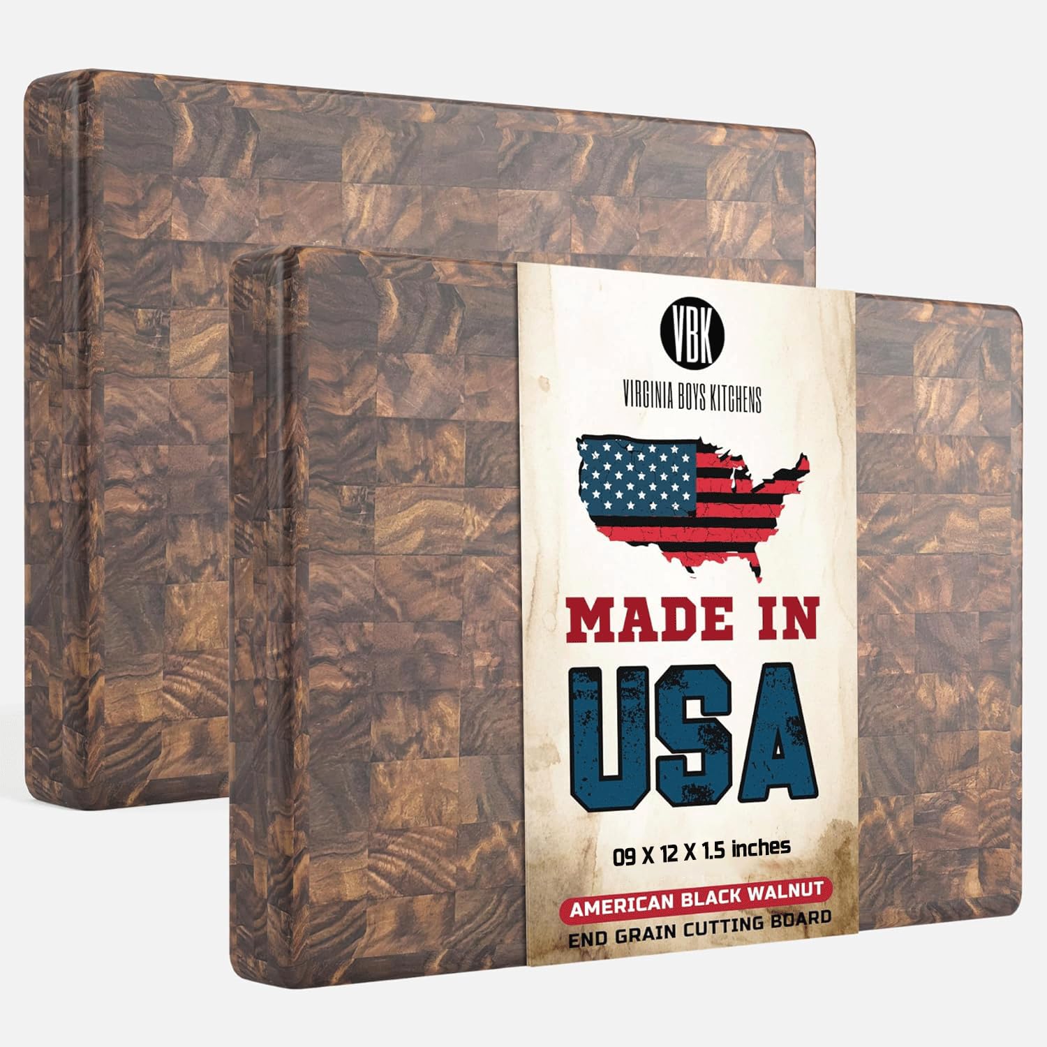 Premium Walnut End Grain Butcher Block Cutting Board - Handcrafted in USA - Solid Hardwood for Durability - Perfect for Kitchen Prep, Charcuterie Boards & Gift Giving