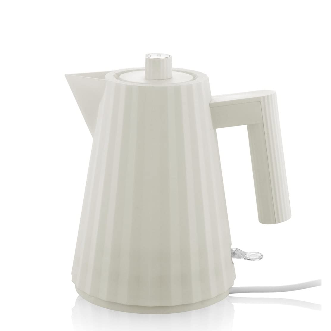 Alessi Plissé MDL06/1WUS Electric Kettle - 1500W Fast Boiling, 1L (33.8oz) White Plastic Resin Kettle with US Plug - Perfect for Home, Office & Tea/Coffee Brewing