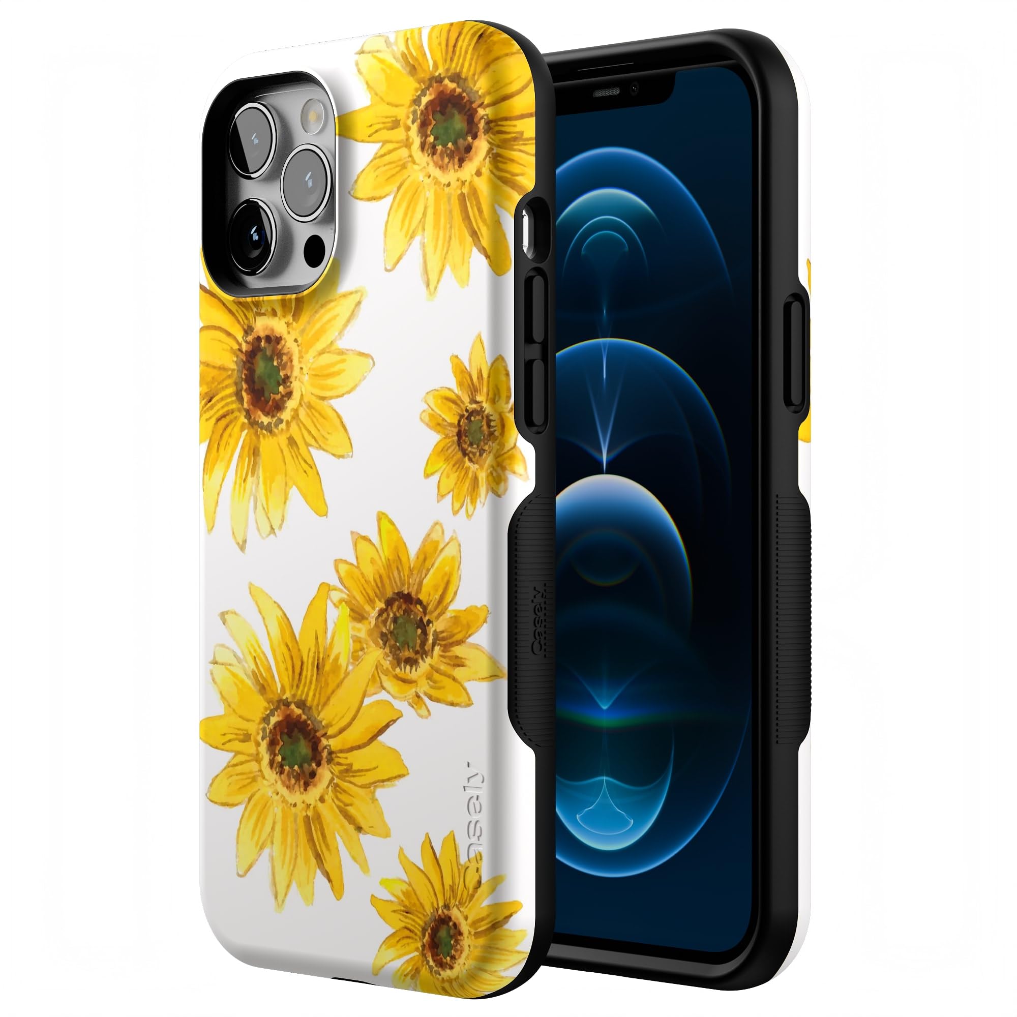 Casely iPhone 12 Pro Max Case - Golden Garden with Yellow Sunflower Floral Design | MagSafe Compatible | Shockproof Protective Cover | Perfect for Outdoor Adventures & Daily Use