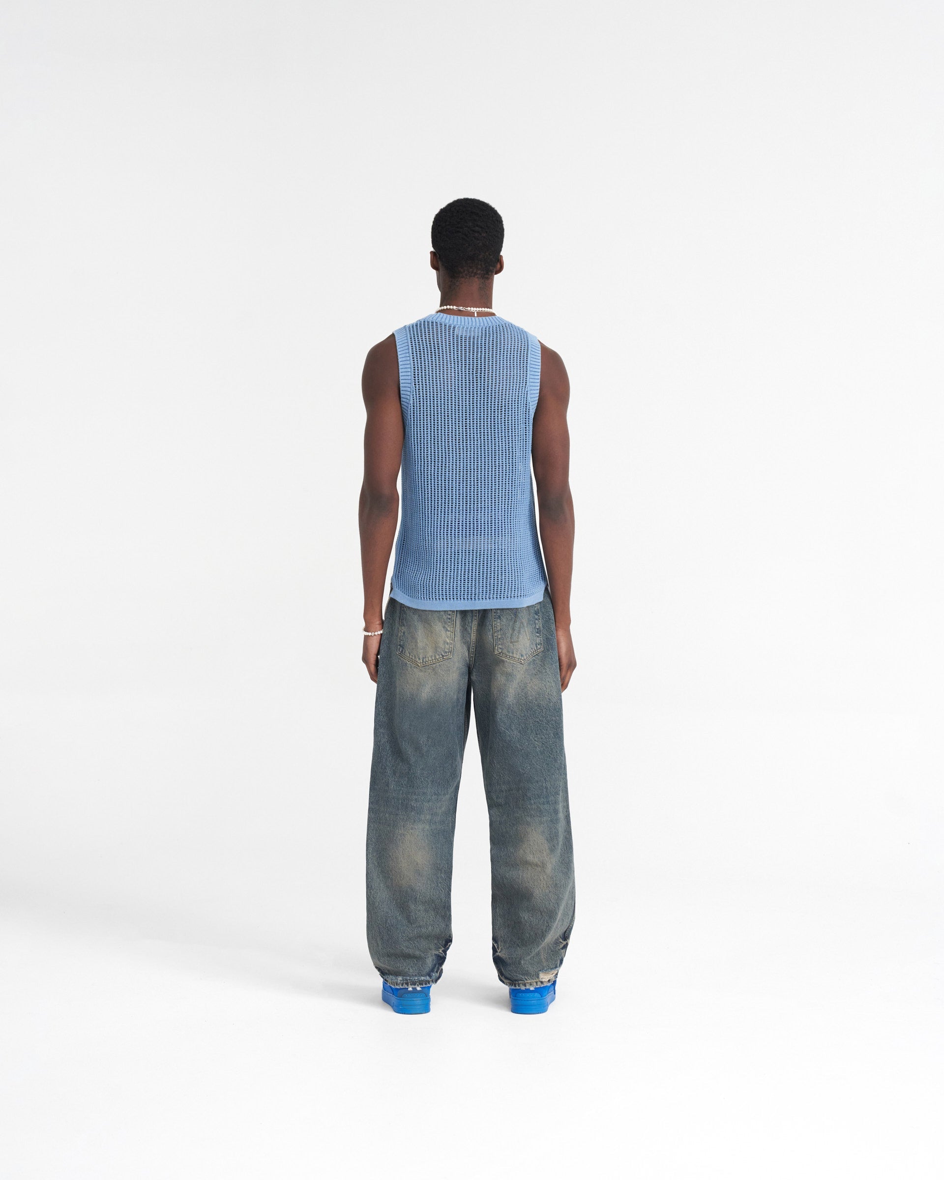 Washed Knit Vest for Women - Soft & Comfortable Sky Blue Sleeveless Top - Perfect for Layering, Casual Outfits, and Office Wear