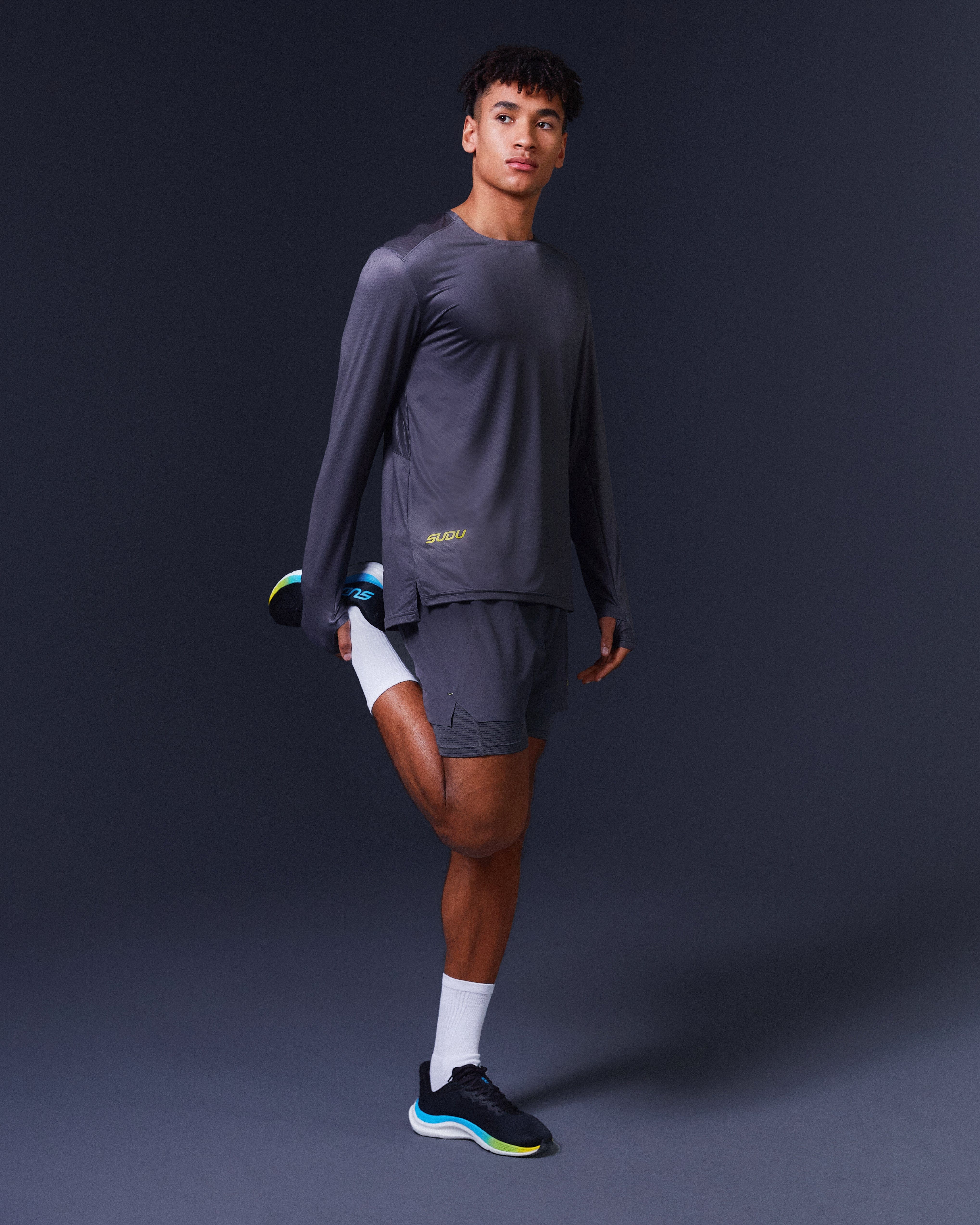 SRT LS 01 Long Sleeve Performance Shirt - Grey & Yellow - Moisture Wicking, Breathable for Outdoor Sports & Casual Wear