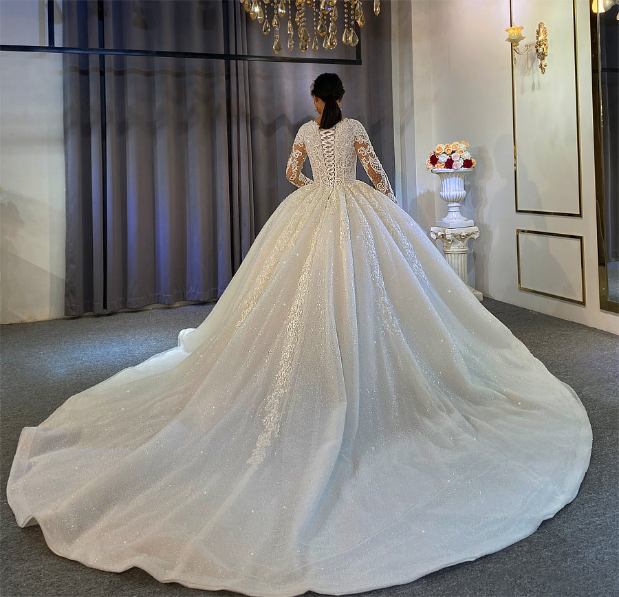 2022 New Lace Wedding Dresses Off White with Full Beading - Custom Made Bridal Gown for Church, Beach & Destination Weddings