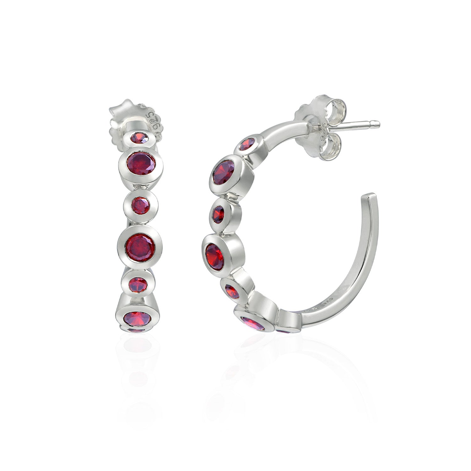 Red Stone Station Hoop Earrings for Women - Elegant Gold Plated Dangle Earrings for Everyday Wear | Perfect for Office, Party & Casual Outfits
