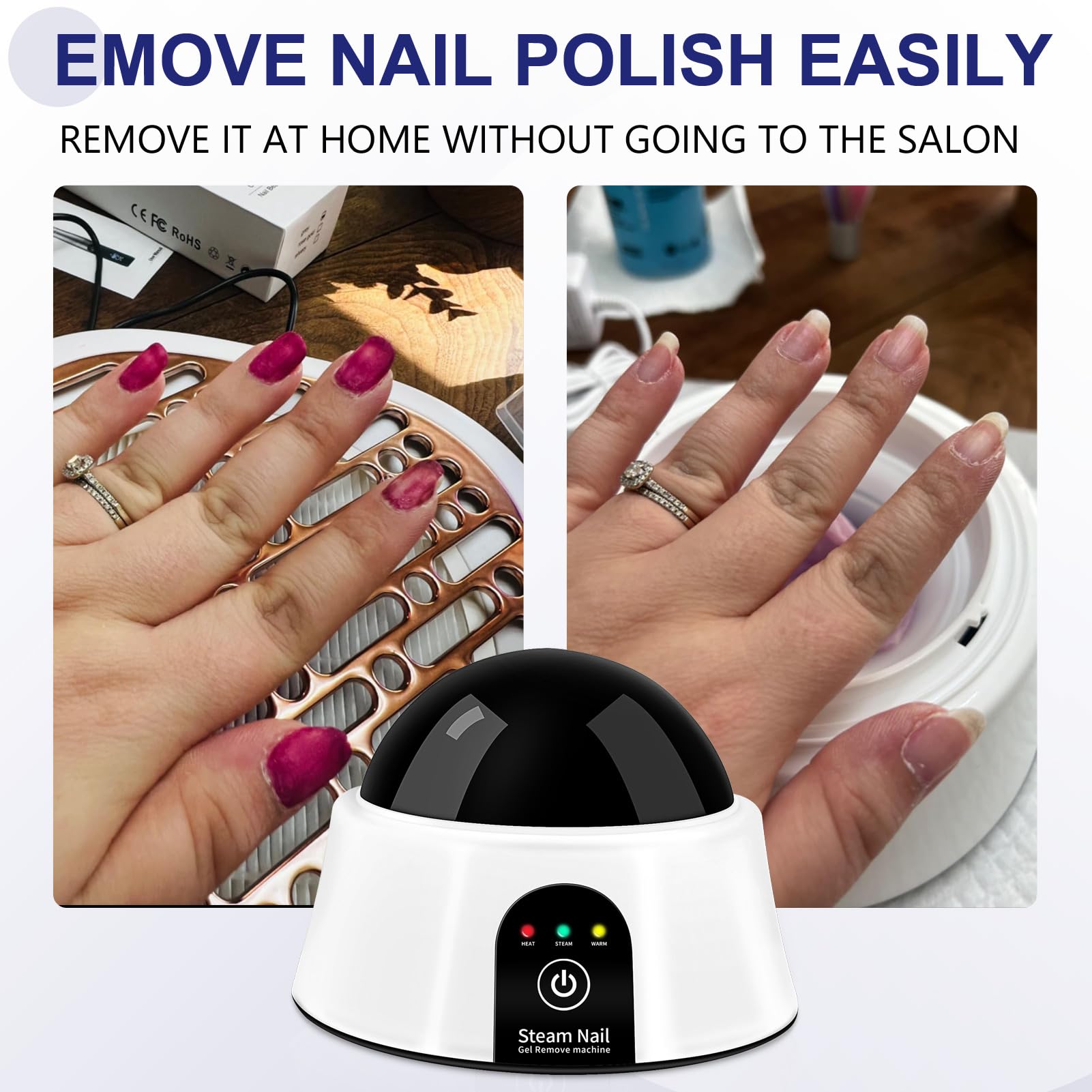 Electric Nail Soaking Bowl with Gold Cuticle Pusher - Professional Manicure Tool for Acrylic Nail Polish Removal | Perfect for Salon & Home Nail Care