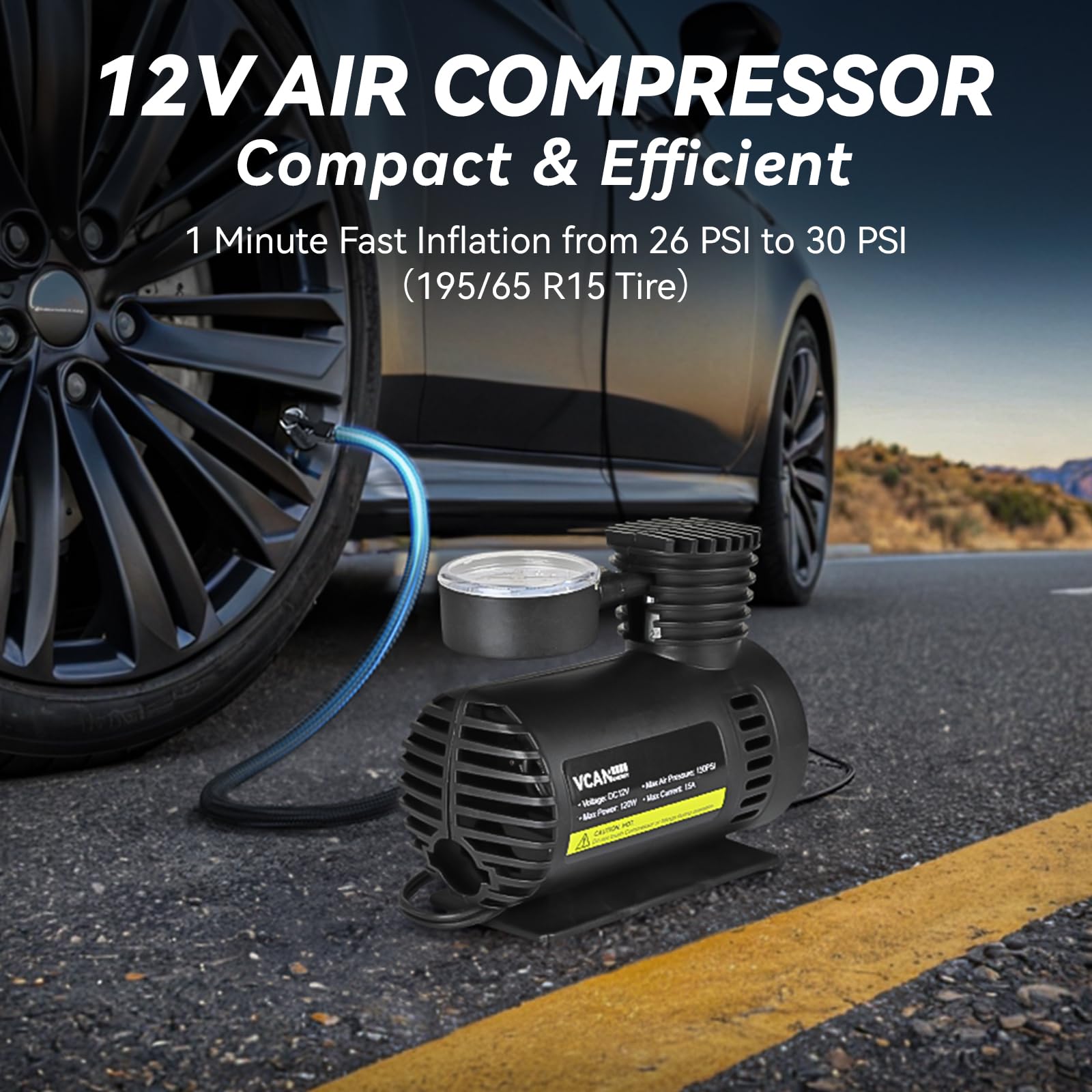 Portable Car Emergency Safety Kit with Air Compressor, Jumper Cables & First Aid Supplies - 50-Piece Roadside Assistance Essentials for Cars, Trucks & SUVs - Perfect for Travel, Camping & Winter Driving Safety