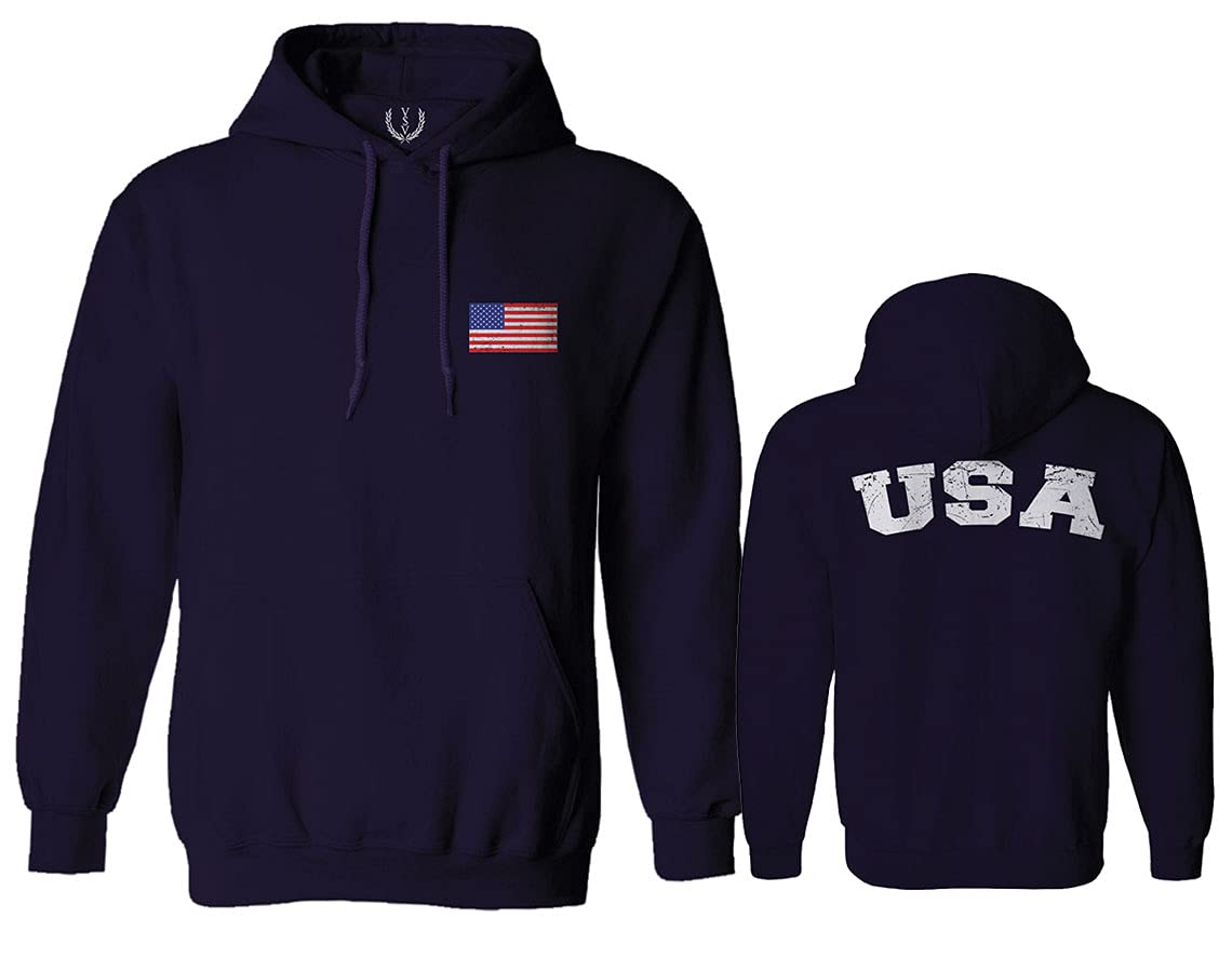 Vintage American Flag Hoodie - USA Patriotic Seal & Marines Design - Comfortable Pullover for Men & Women - Perfect for 4th of July, Veterans Day & Outdoor Activities