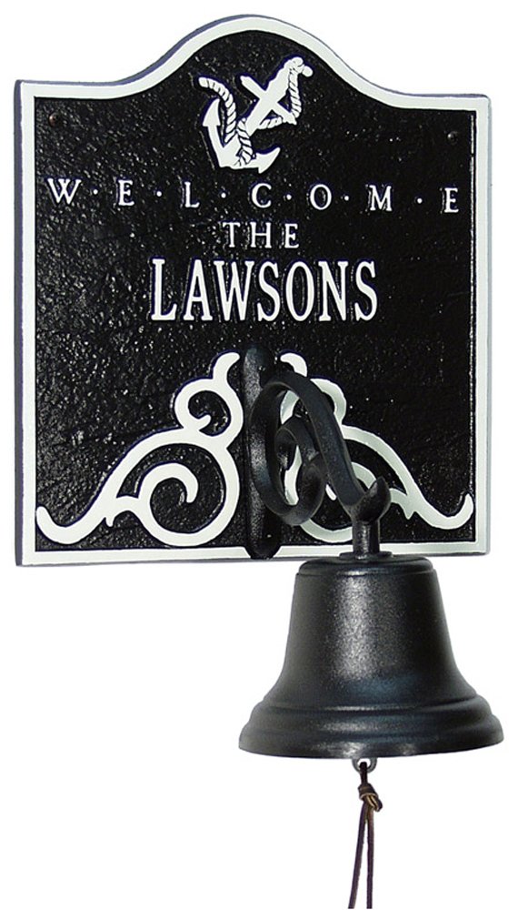 Personalized Whitehall Anchor Bell Welcome Plaque - Custom Engraved Housewarming Gift for Nautical & Coastal Home Decor