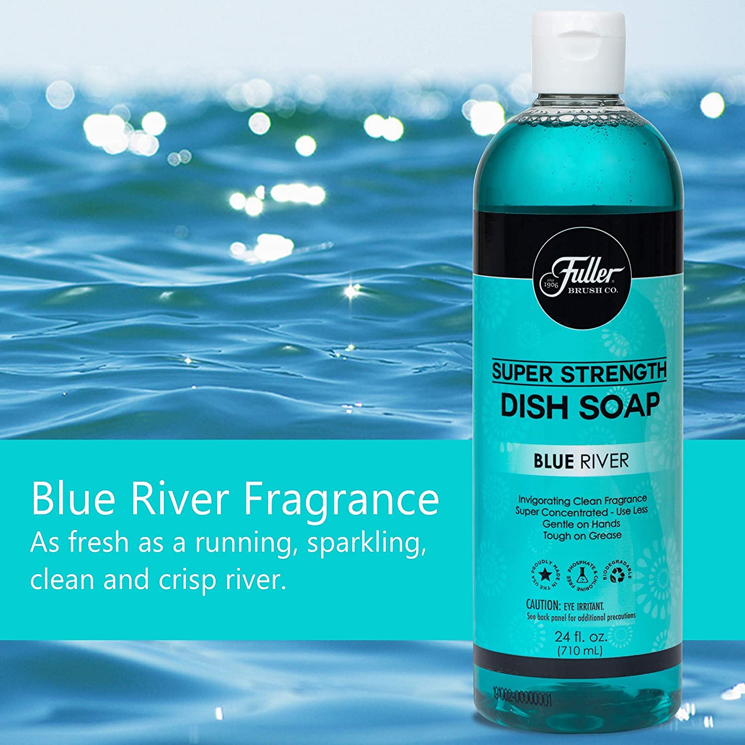 Fuller Brush Super Strength Dish Soap - Ultra Concentrated Formula Saves Money | Cleans Dishes, Glasses, Silverware, Pots & Countertops | Refreshing Blue River Scent | Perfect for Kitchen, Camping & Outdoor Cooking