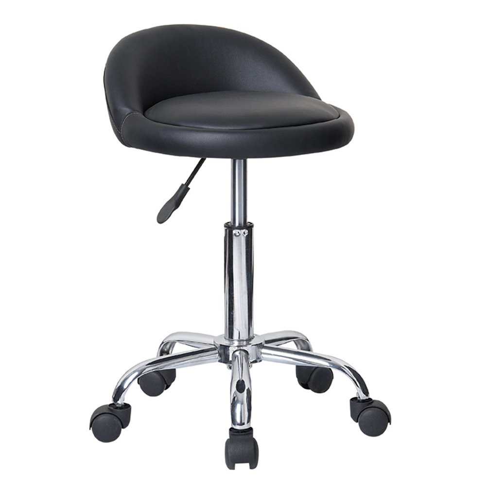 Juno Adjustable Height Massage Stool with Wheels - 4-Pack Black for Home, Spa, and Professional Therapy Sessions