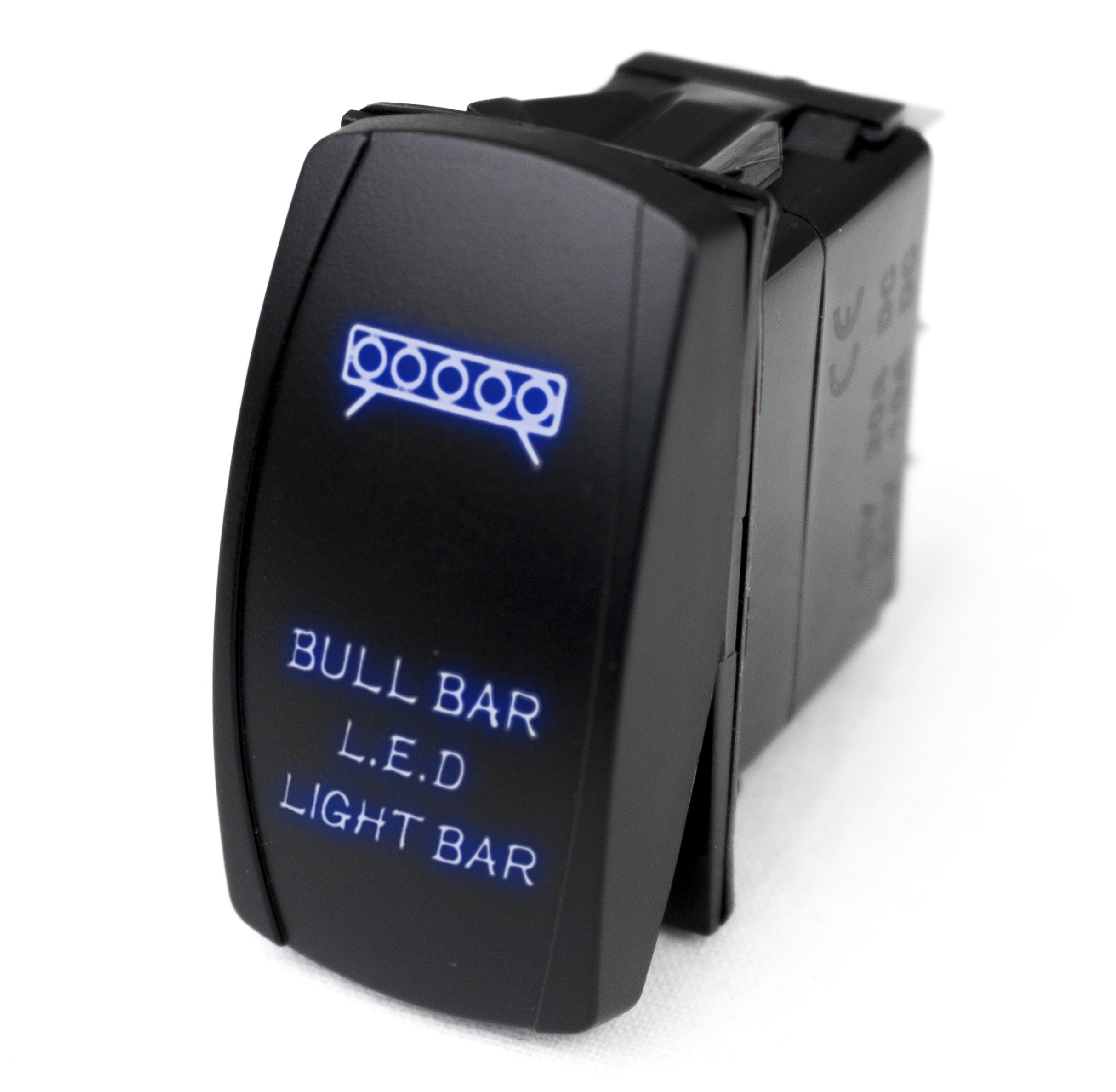 Blue LED Rocker Switch for Bull Bar & LED Light Bar - Waterproof, 12V/24V, On/Off Toggle - Perfect for Off-Road Trucks, ATVs, and Marine Boats