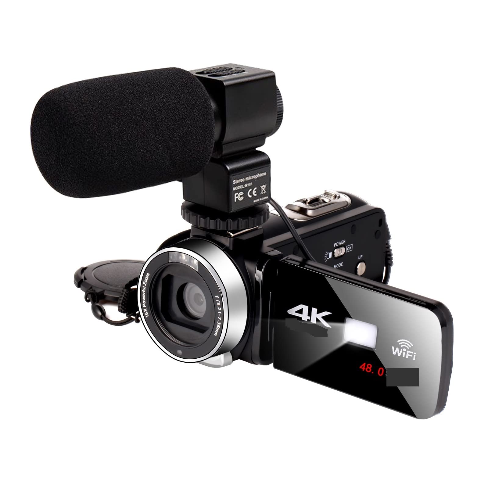 4K Night Vision Camcorder - 48MP Vlog Camera for Live Streaming & Photography (No SD Card) - Perfect for Travel & Events