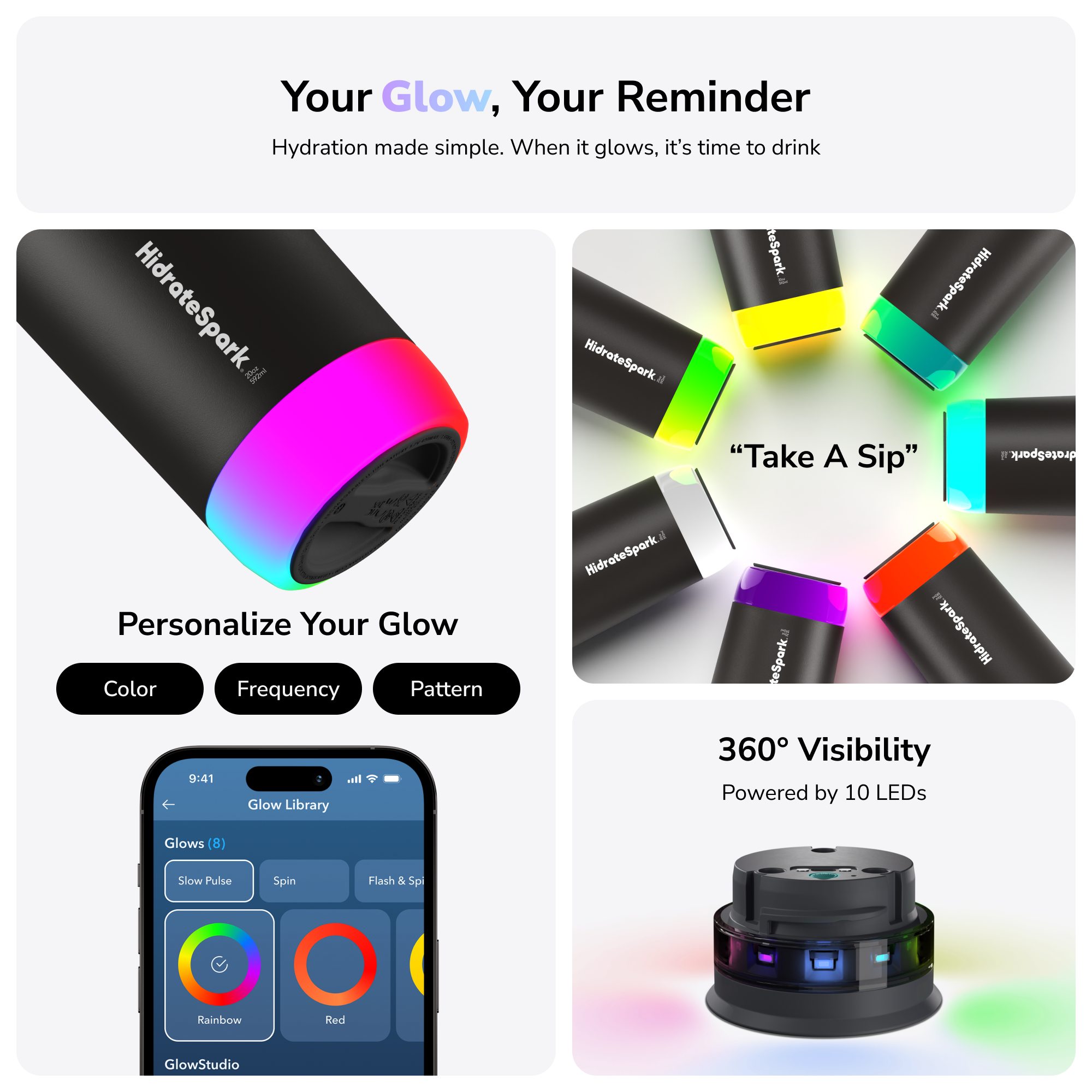 HidrateSpark PRO Smart Water Bottle with App Tracking - 20 oz Insulated Stainless Steel Bottle for Hydration Reminders at Home, Gym, or Office
