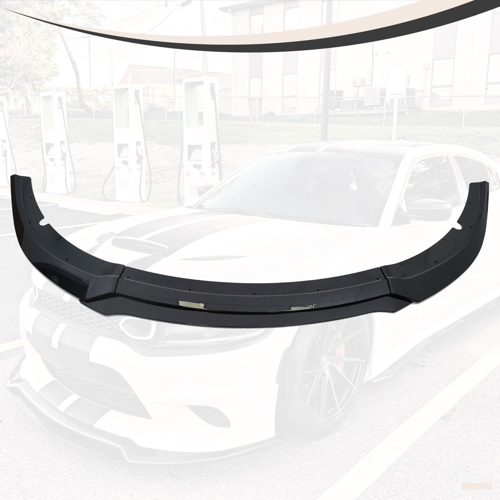 Gloss Black Front Bumper Lip Splitter for 2015-2023 Dodge Charger SRT/GT - ABS Lower Protector & Air Dam Chin Spoiler - Enhances Aerodynamics & Style for Street Racing & Car Shows