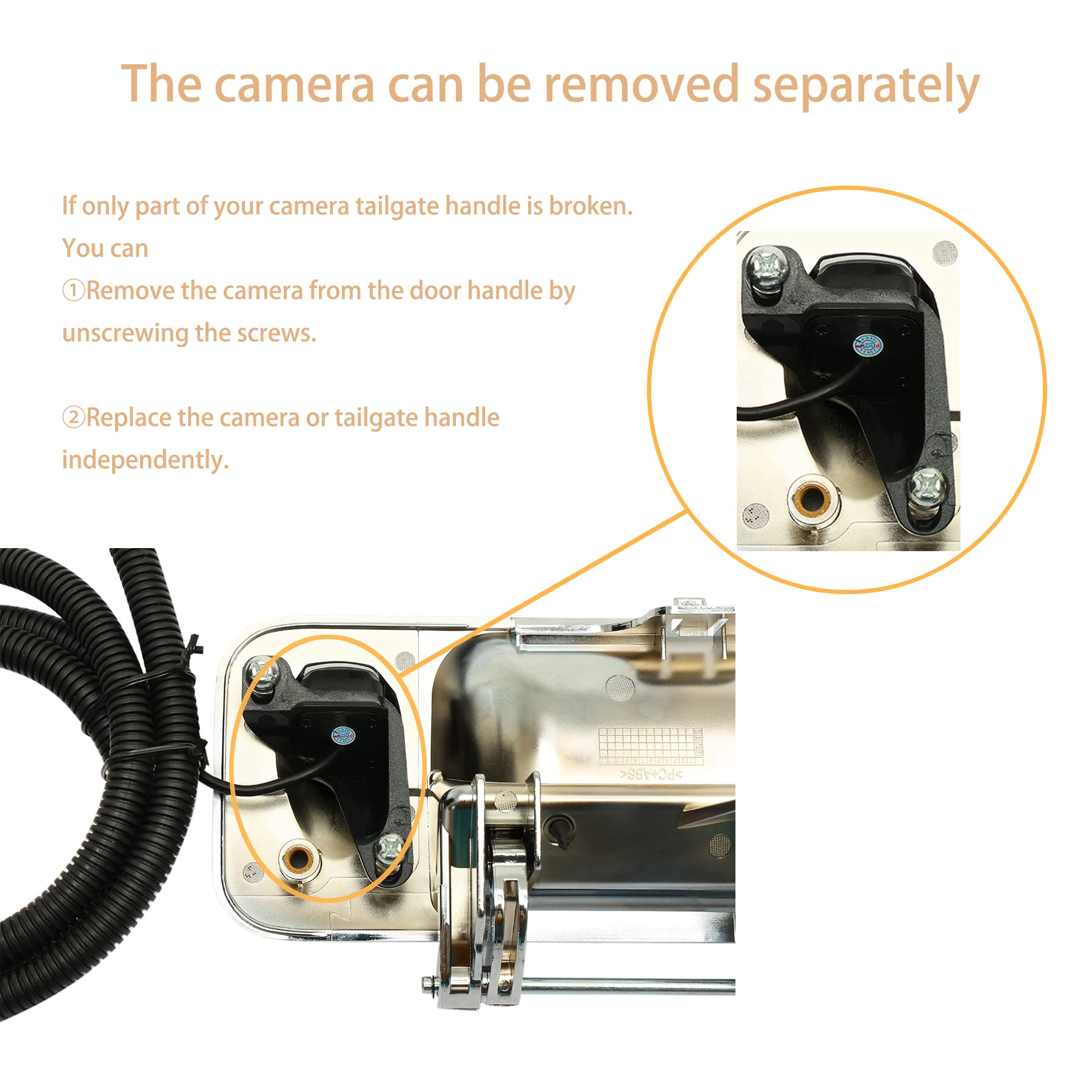 2007-2013 Toyota Tundra Backup Camera Kit - Chrome Tailgate Handle Camera with 170° Wide Viewing Angle | Waterproof & Shockproof Reverse Camera for Safe Parking & Towing | Easy Key-Hole Installation