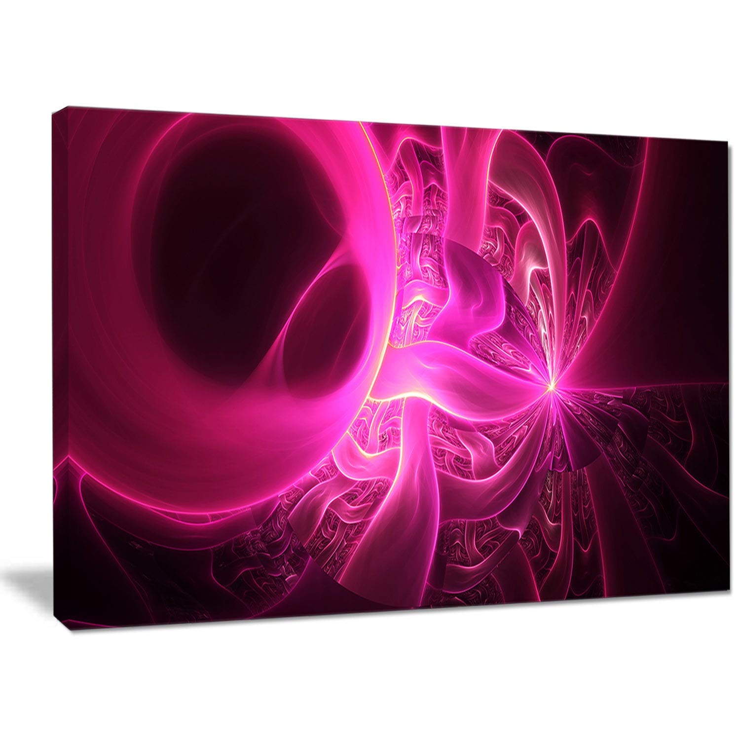 Bright Pink Abstract Wall Art Canvas - 40x20 Inches Modern Black Background Painting - Perfect for Living Room, Bedroom & Office Decor