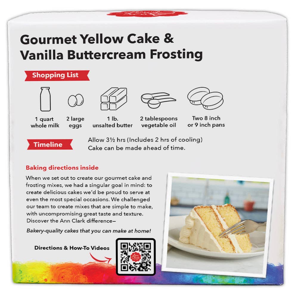 Ann Clark Yellow Cake Mix with Vanilla Buttercream Frosting - Easy Homemade Cake Baking Kit for Birthdays, Parties & Desserts | Ready to Bake in Minutes