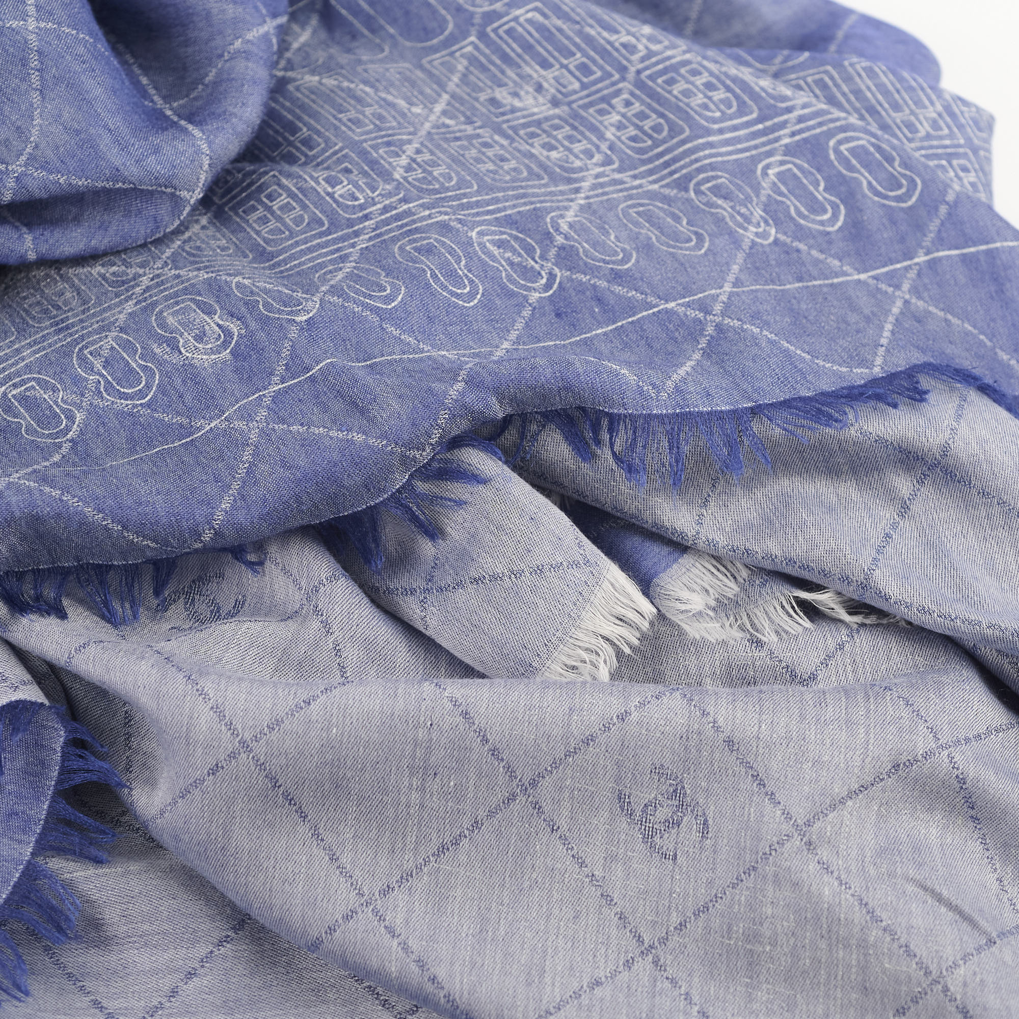 Chanel Blue Cashmere Silk Scarf 140x140cm - Luxury Women's Fashion Accessory for Winter & Special Occasions