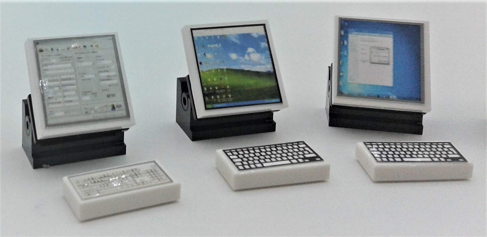 Custom Building Bricks Set of 5 - 2x2 Tiles & Mini Keyboards for Computer Office Setup | Creative Desk Decor for Businessmen & Professionals | Perfect for Workstations, Gift Ideas & Stress Relief
