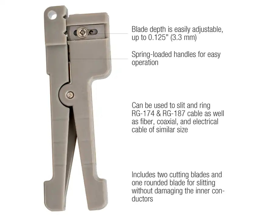 Compact Fiber Slitter and Ring Tool for 0-0.250 OD - Precision Fiber Optic Cable Cutting & Stripping Tool - Ideal for Network Installations & Telecom Repairs