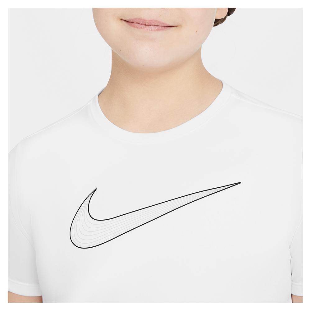 Girls' Dri-FIT One Short Sleeve Workout Top - Breathable Moisture-Wicking Athletic Shirt in White & Black | Perfect for Gym, Running, Yoga & Sports Training