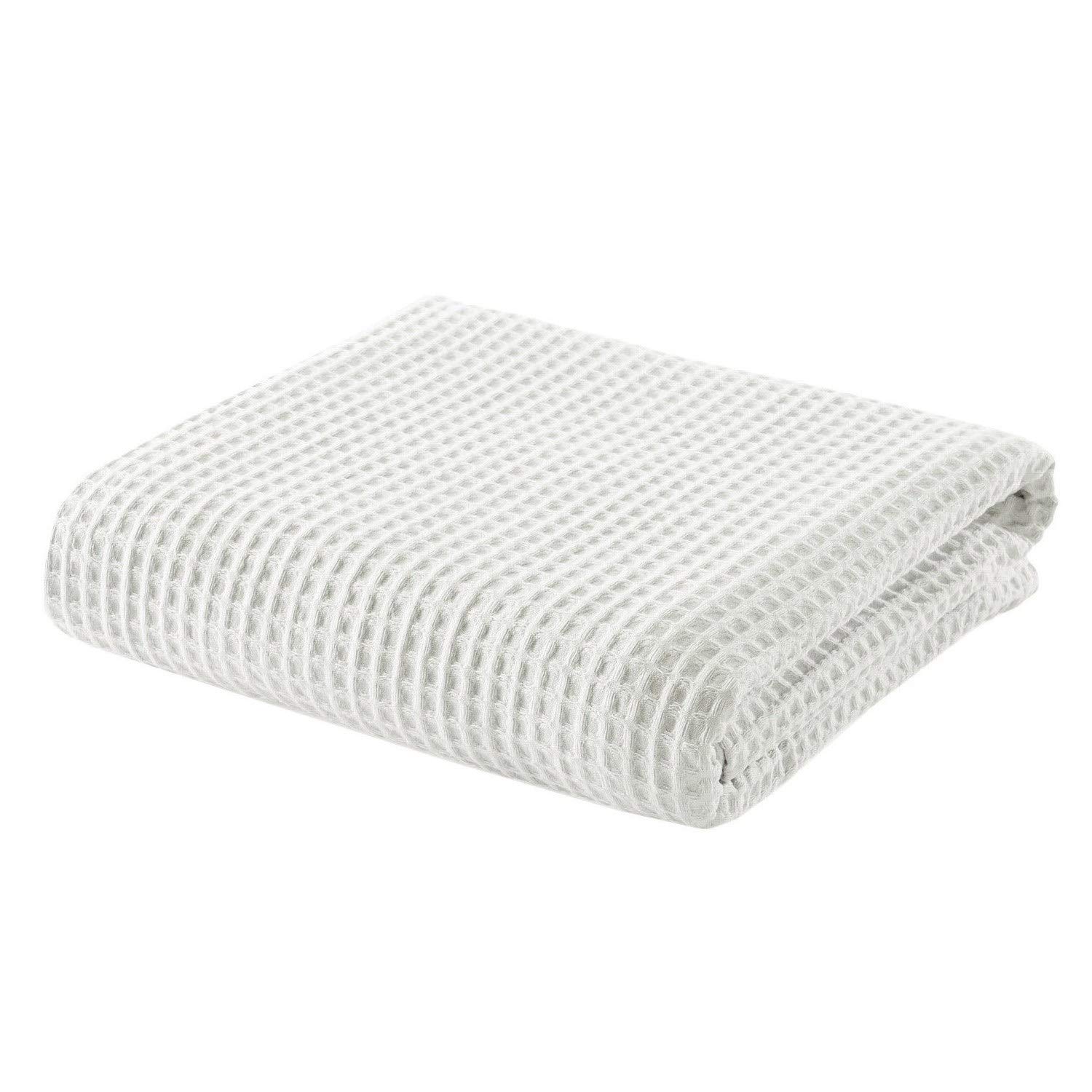 100% Cotton Waffle Weave Blanket Queen Size - All Season Soft Lightweight Breathable Bed Blanket - Hotel Quality Woven Blanket for Home, Dorm, or Travel - White