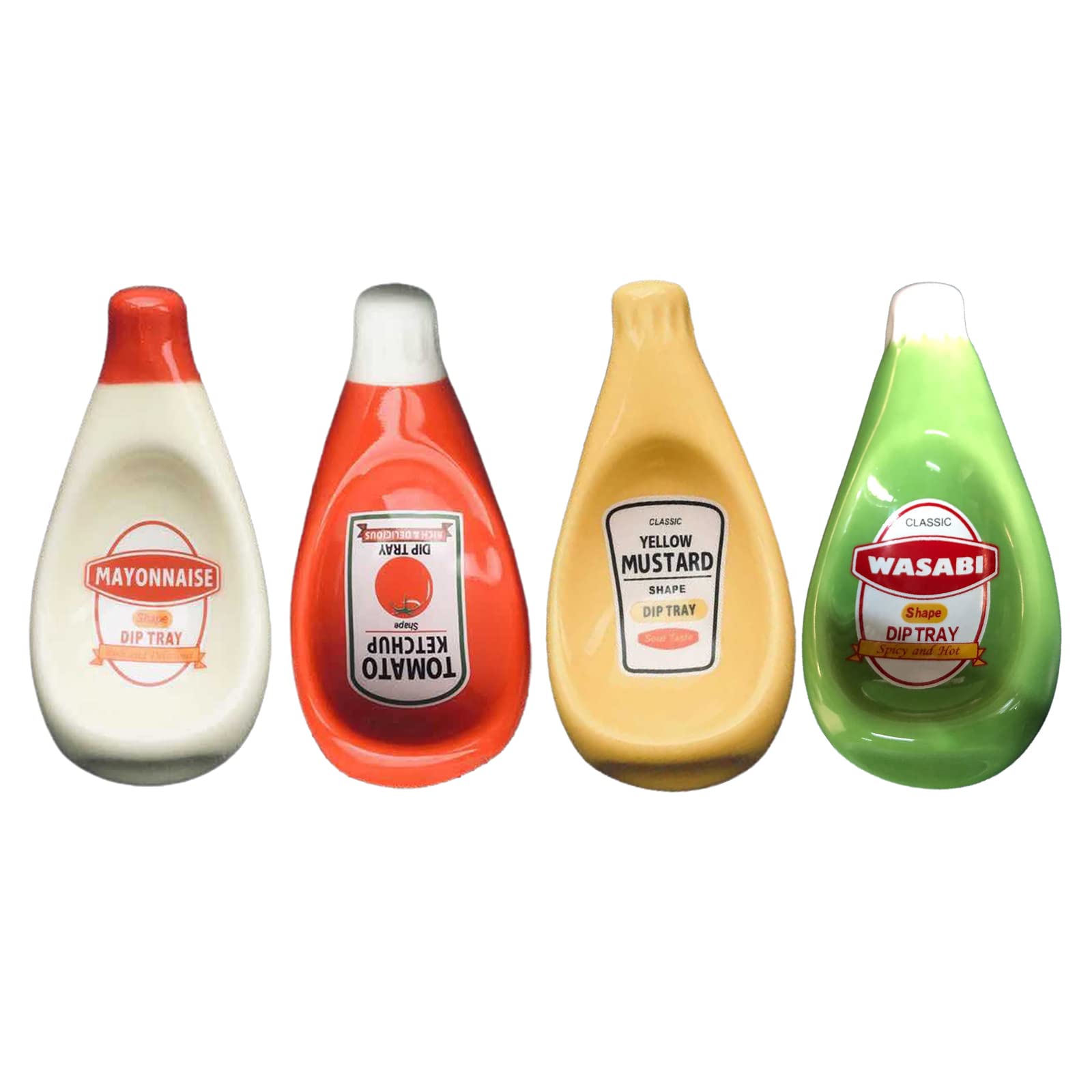 Premium Ceramic Extruded Tomato Sauce Bottle-Shaped Dish - Soy Sauce, Ketchup, Mayonnaise & Mustard Condiment Plate (4 Colors) - Perfect for Restaurants, Kitchens & Dining Tables