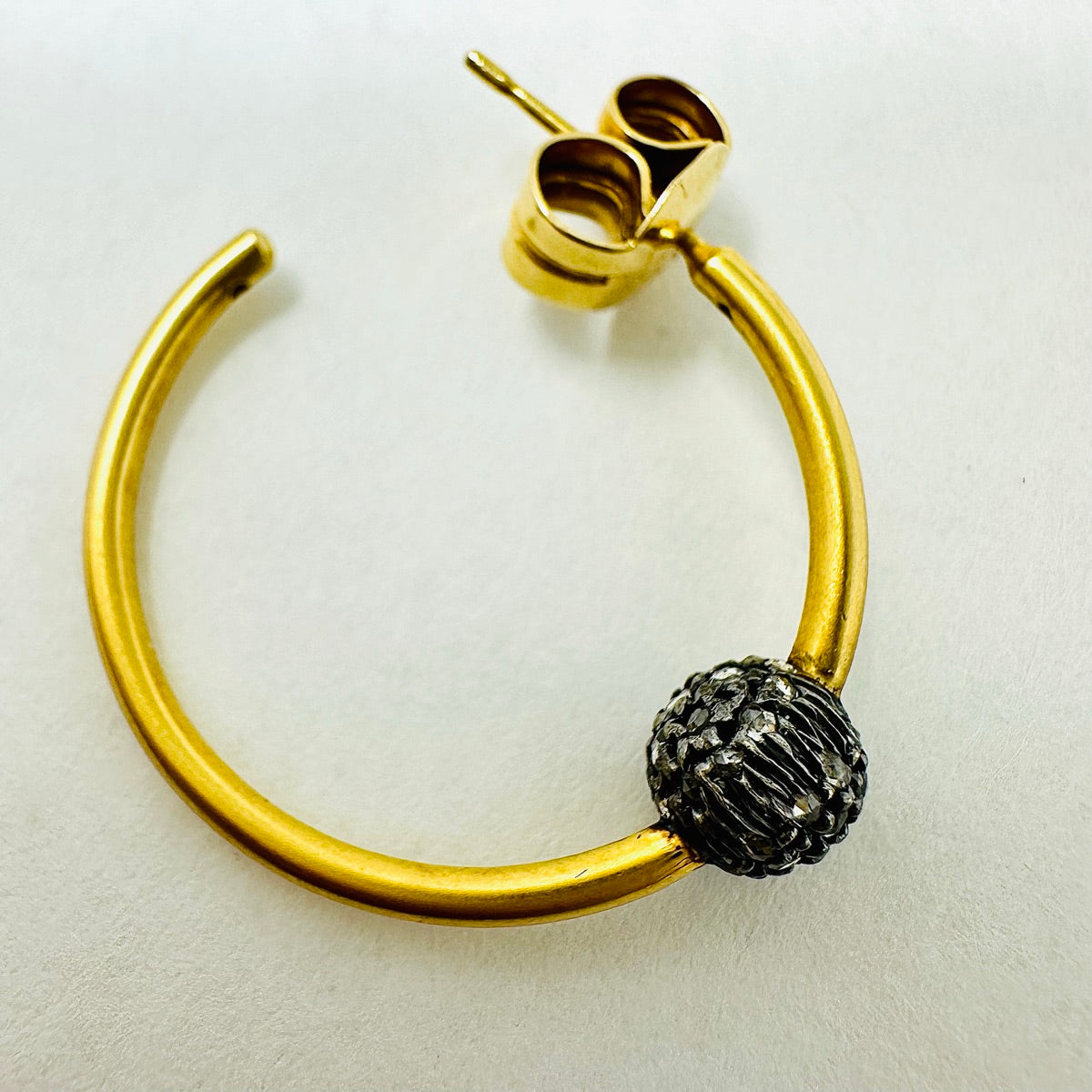18K Gold & Silver Hoop Earrings with Pave Diamond Balls - Elegant Dangle Earrings for Women, Perfect for Parties, Weddings & Everyday Wear