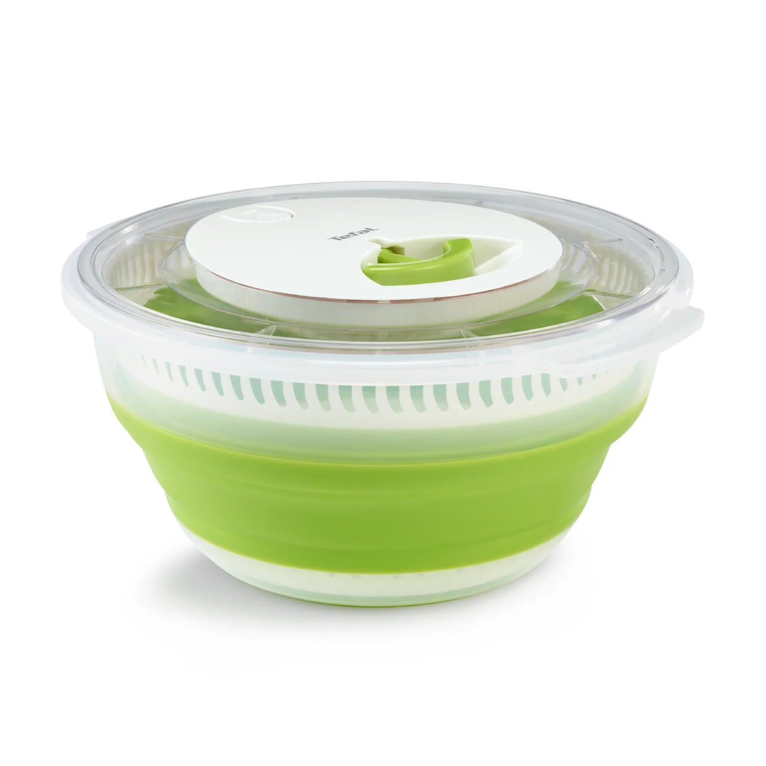 Tefal K2520155 Collapsible Salad Spinner 4L - Space Saving Kitchen Gadget for Fresh Greens, Herbs & Vegetables | Perfect for Meal Prep, Healthy Eating & Small Kitchens
